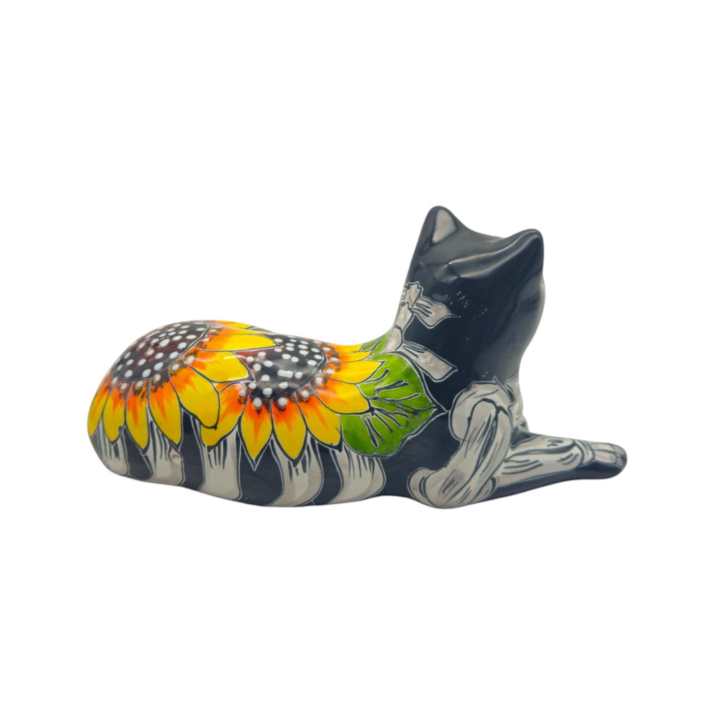 Talavera Cat Statue | Day of the Dead Mexican Ceramic Decor