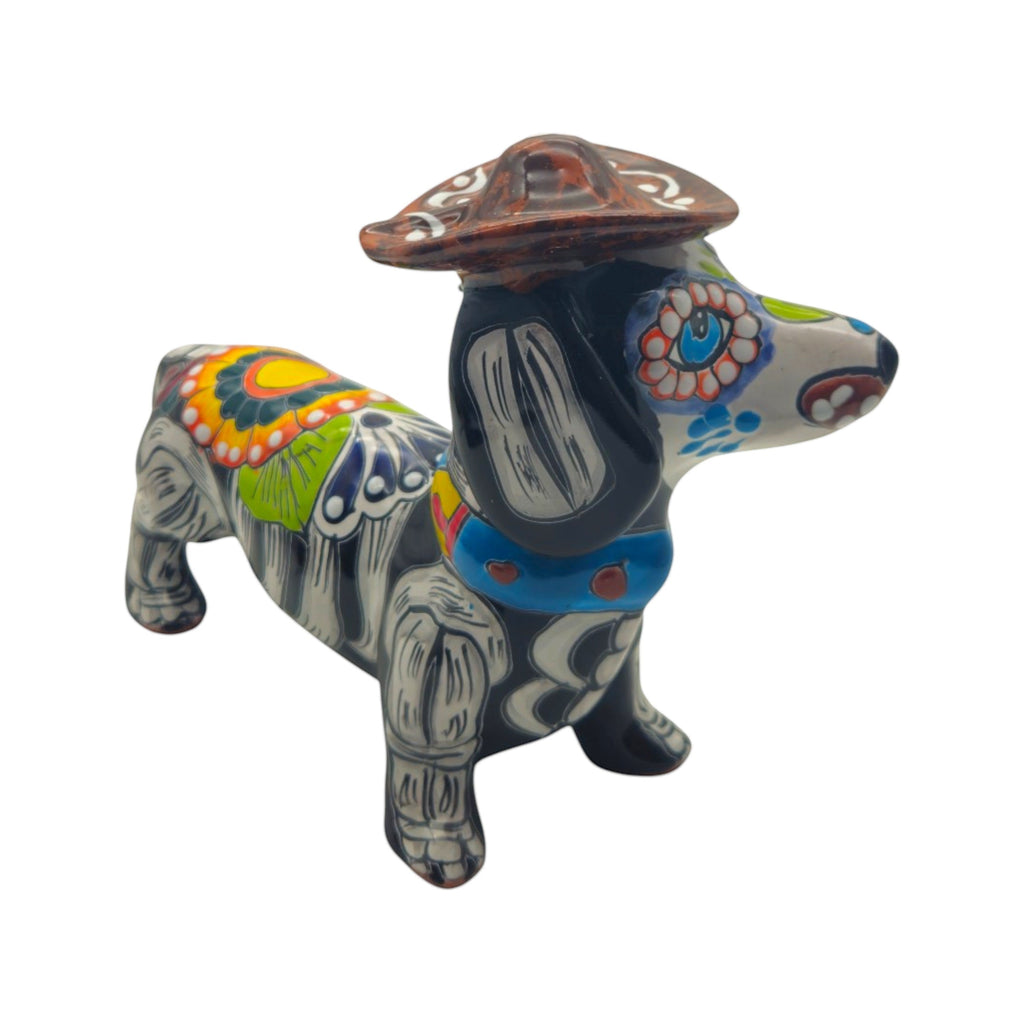 Colorful Talavera Dachshund Figurine | Mexican Folk Art
