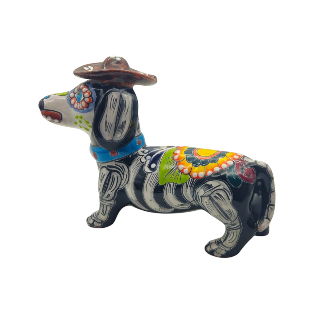 Colorful Talavera Dachshund Figurine | Mexican Folk Art