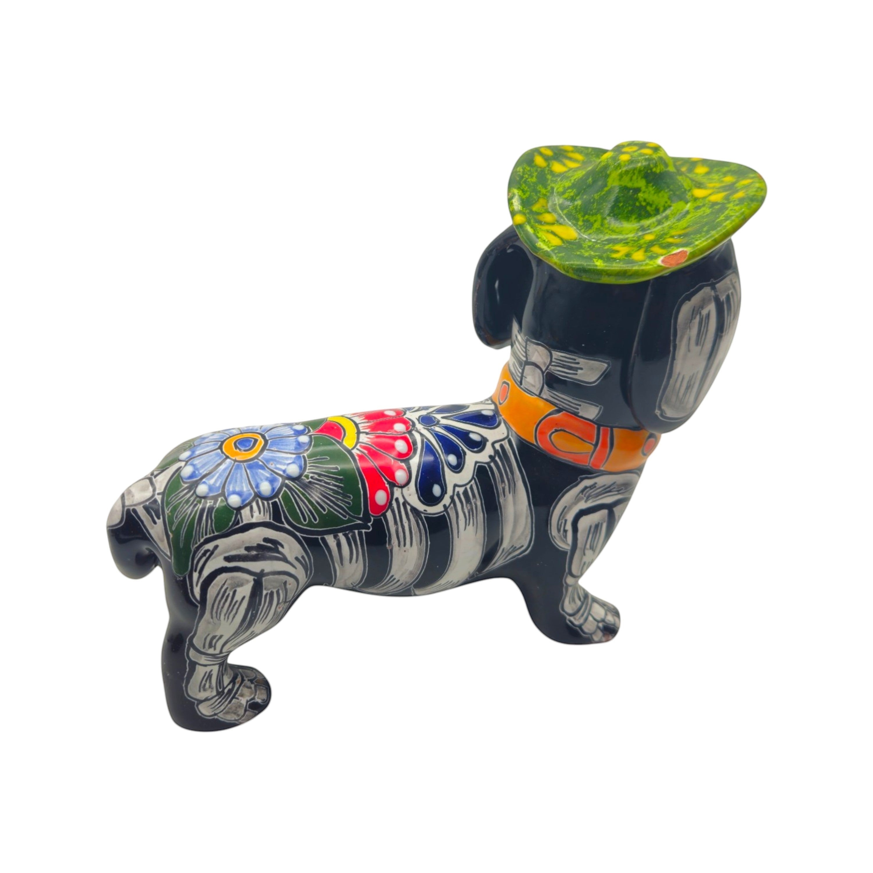 Colorful Talavera Dachshund Figurine | Mexican Folk Art