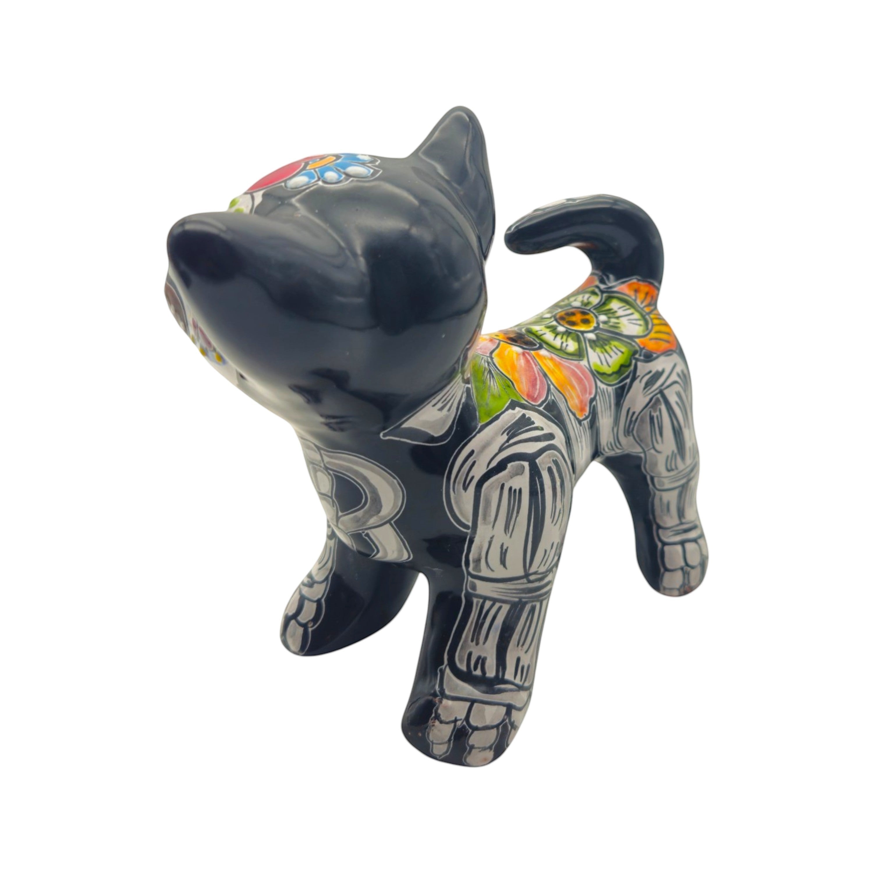 Talavera Chihuahua Statue | Hand-Painted Day of the Dead Art