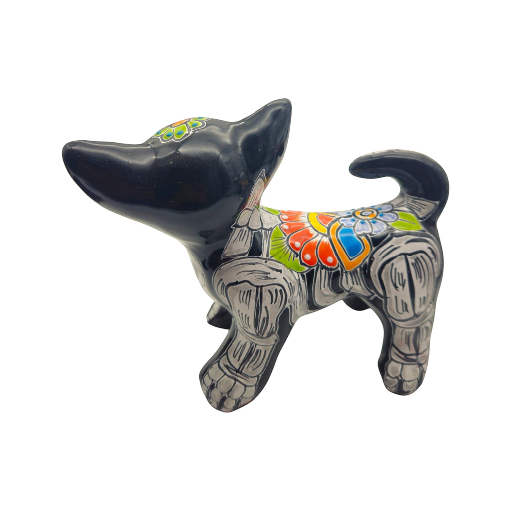 Talavera Chihuahua Statue | Hand-Painted Day of the Dead Art