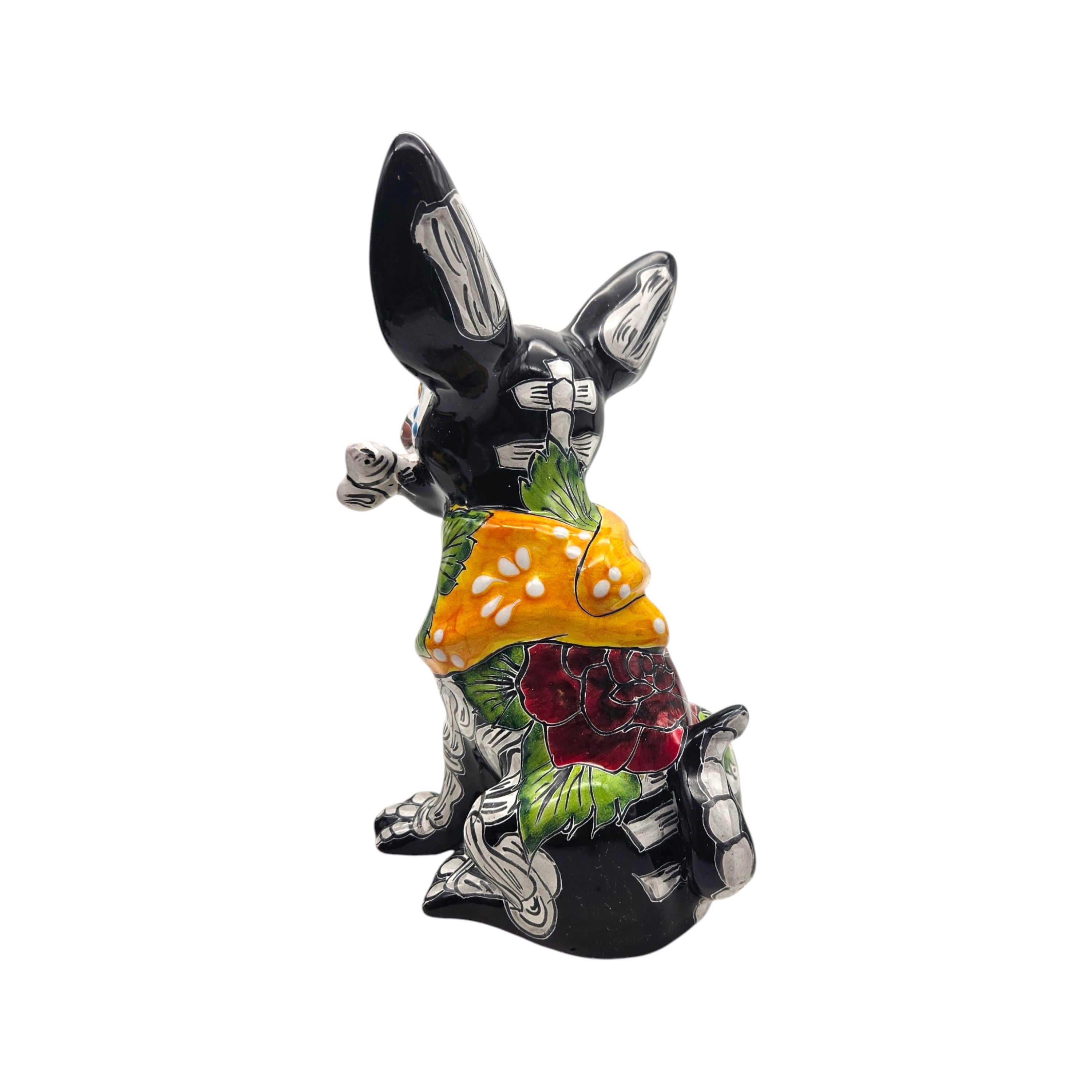 Talavera Chihuahua Holding Bone | Day of the Dead Dog Figurine