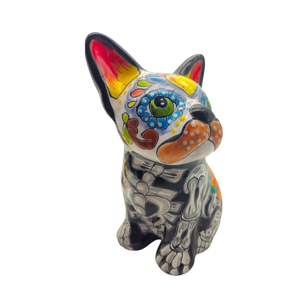 Talavera French Bulldog Statue | Day of the Dead Mexican Decor