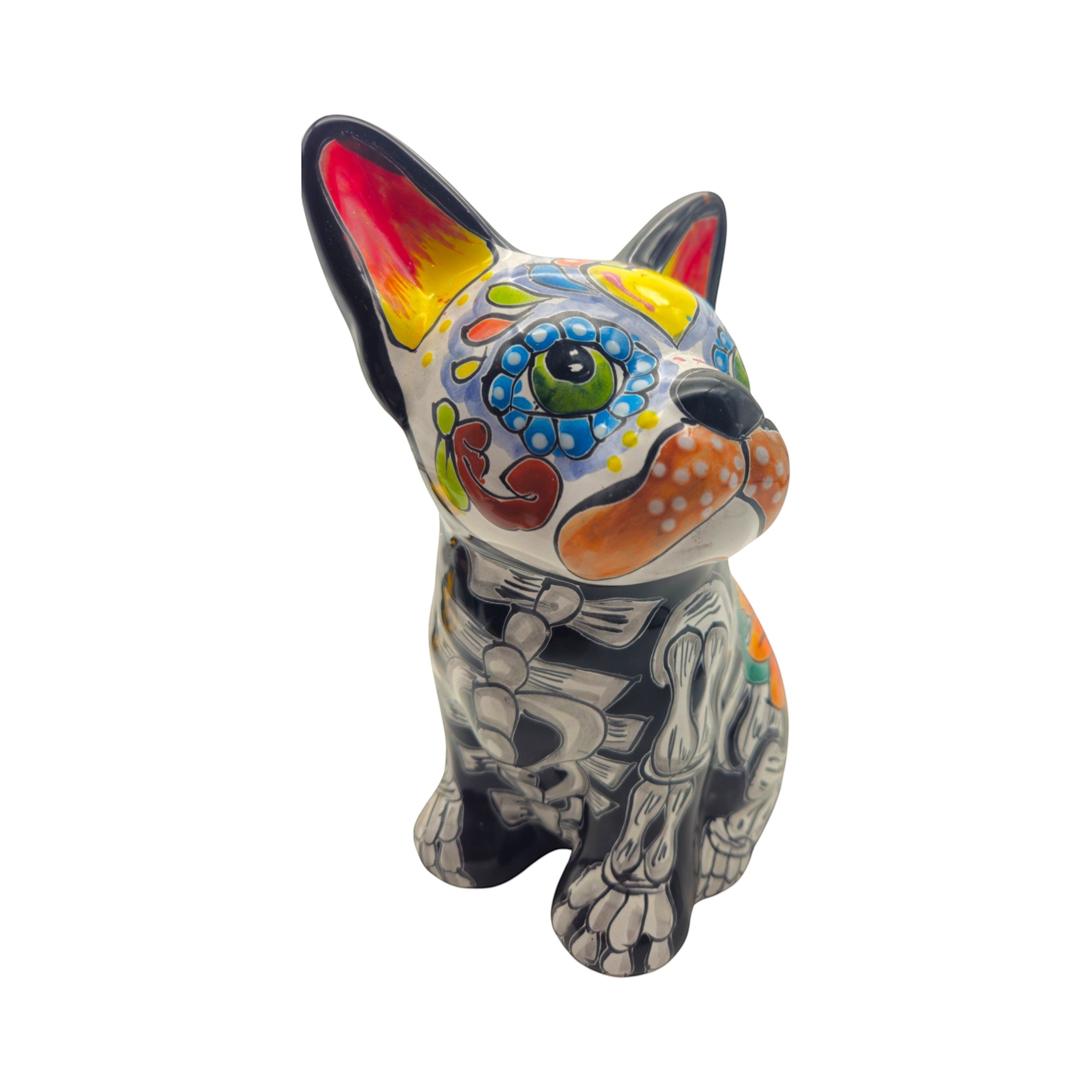 Talavera French Bulldog Statue | Day of the Dead Mexican Decor