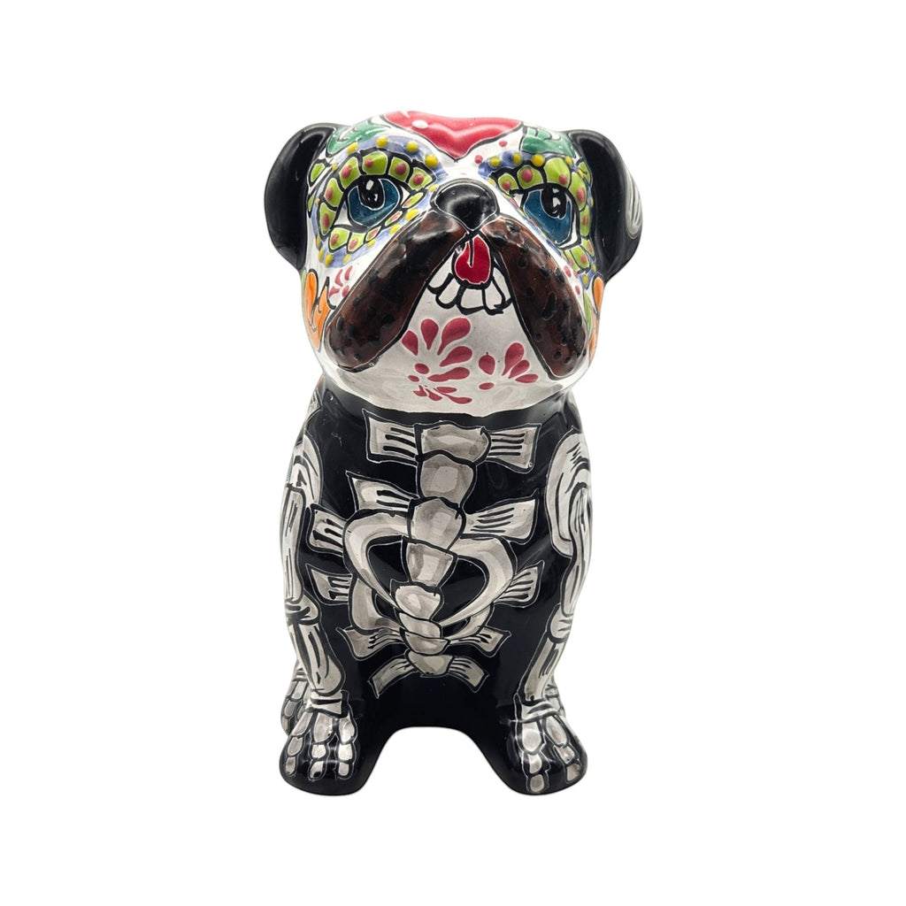 Day of the Dead Bulldog Figurine | Handmade Talavera Dog Statue