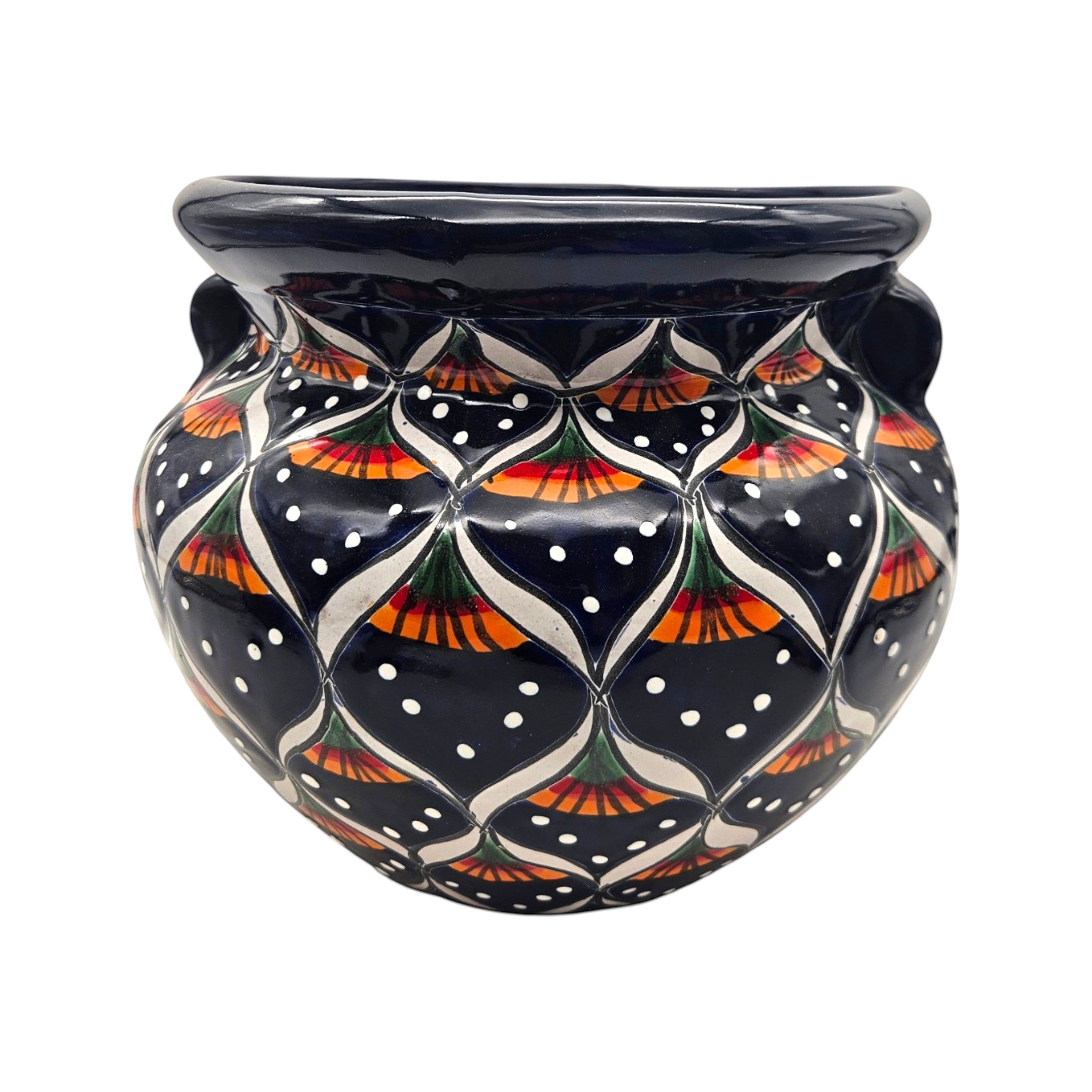 Blue Peacock Talavera Pot | Hand-Painted Mexican Ceramic