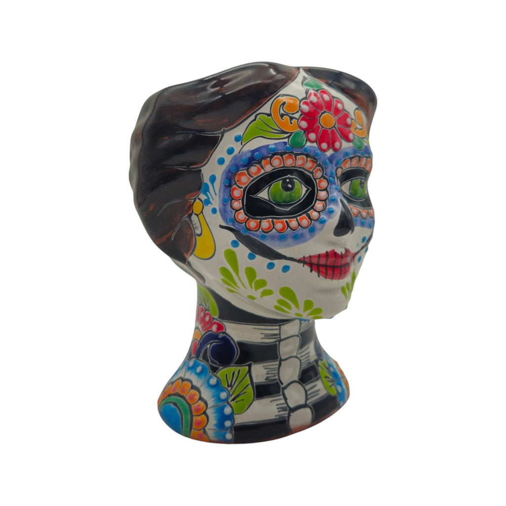 Talavera Skull Face Planter | Hand-Painted Day of the Dead Pottery