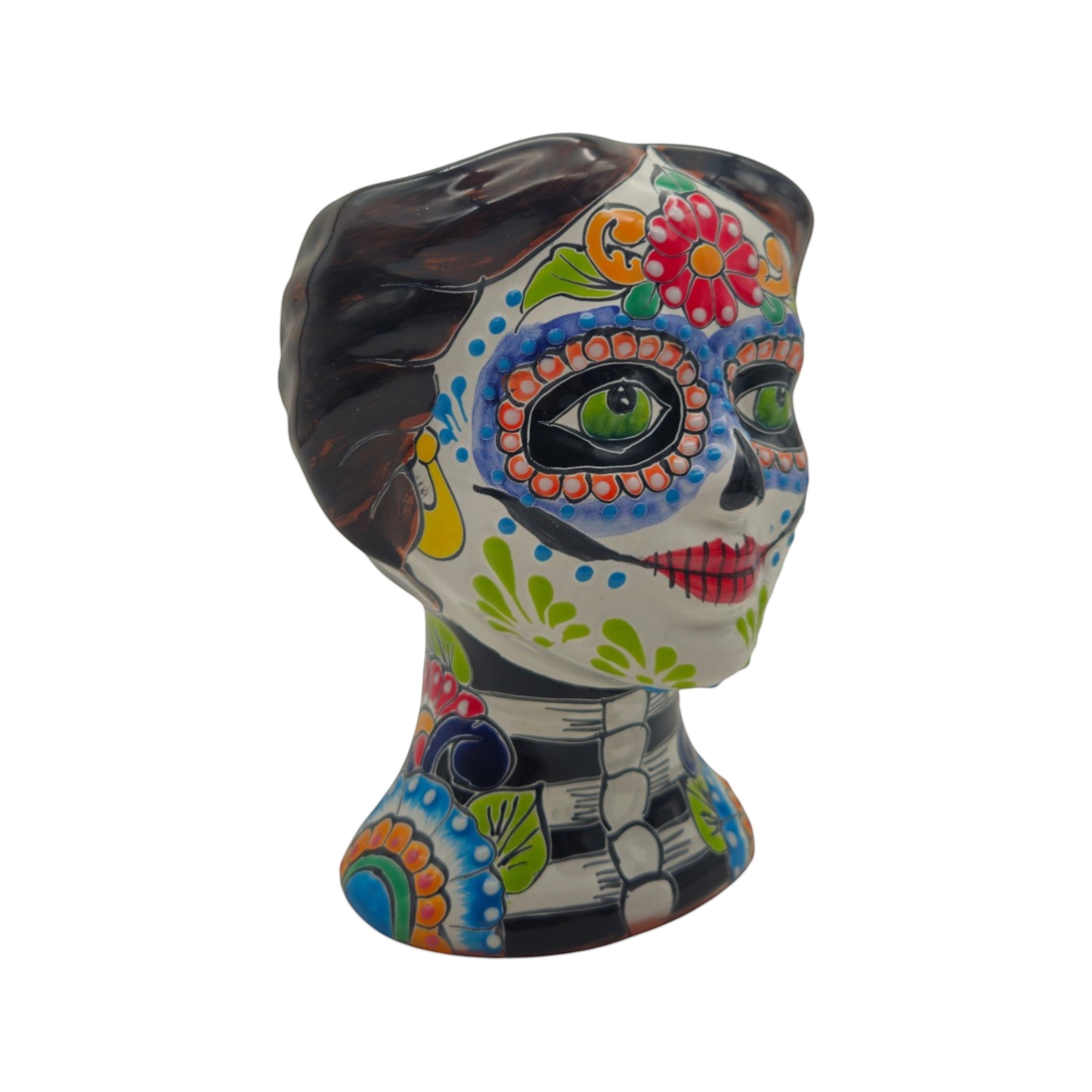 Talavera Skull Face Planter | Hand-Painted Day of the Dead Pottery