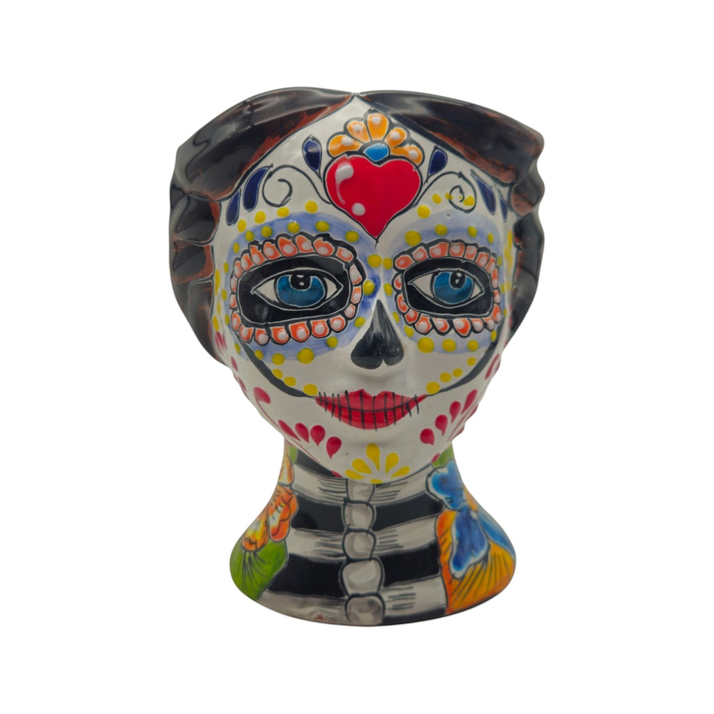 Talavera Skull Face Planter | Hand-Painted Day of the Dead Pottery