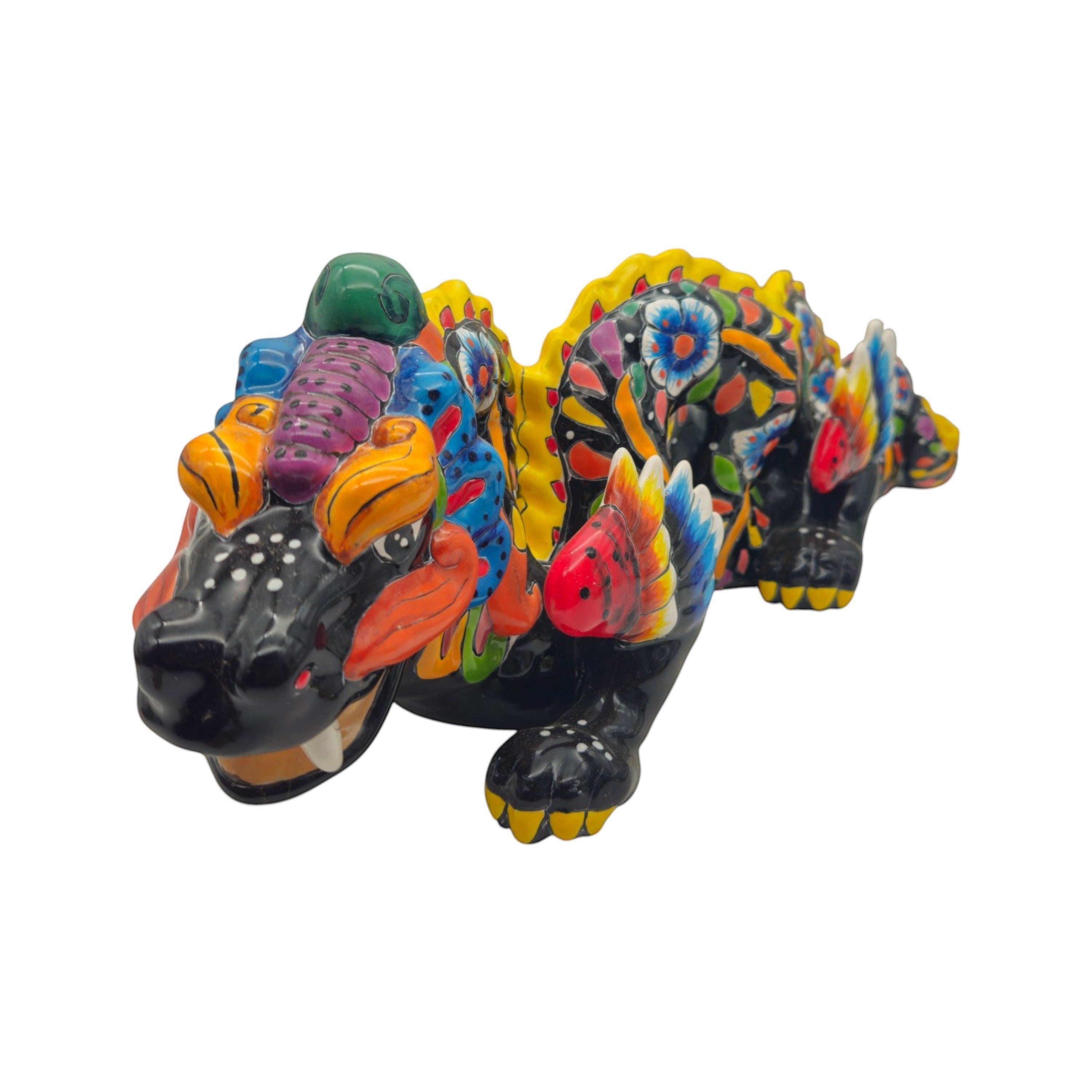 Handmade Talavera Dragon Statue | Vibrant Mexican Cultural Art
