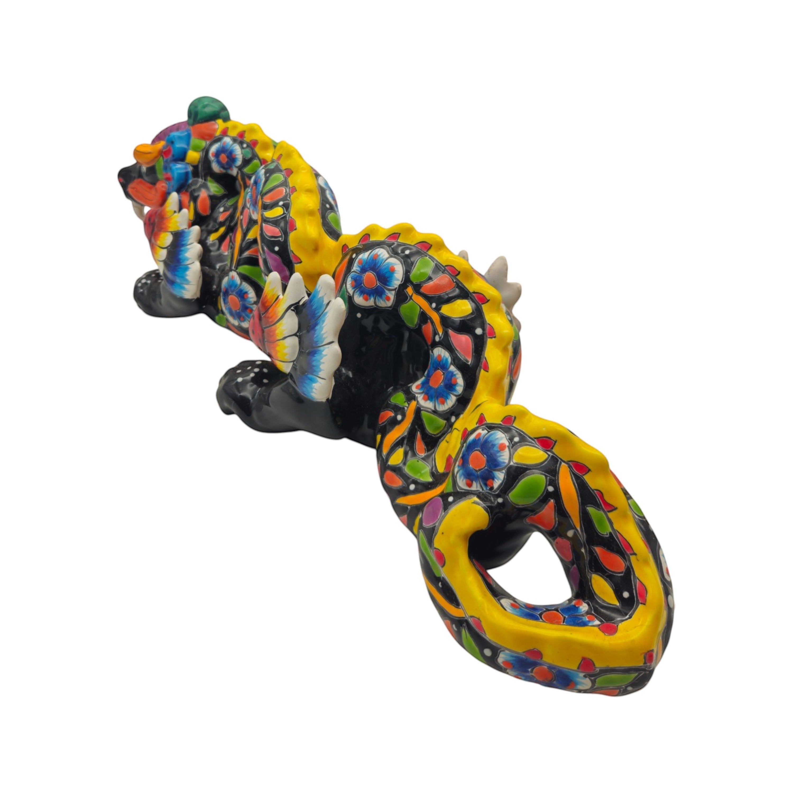 Handmade Talavera Dragon Statue | Vibrant Mexican Cultural Art