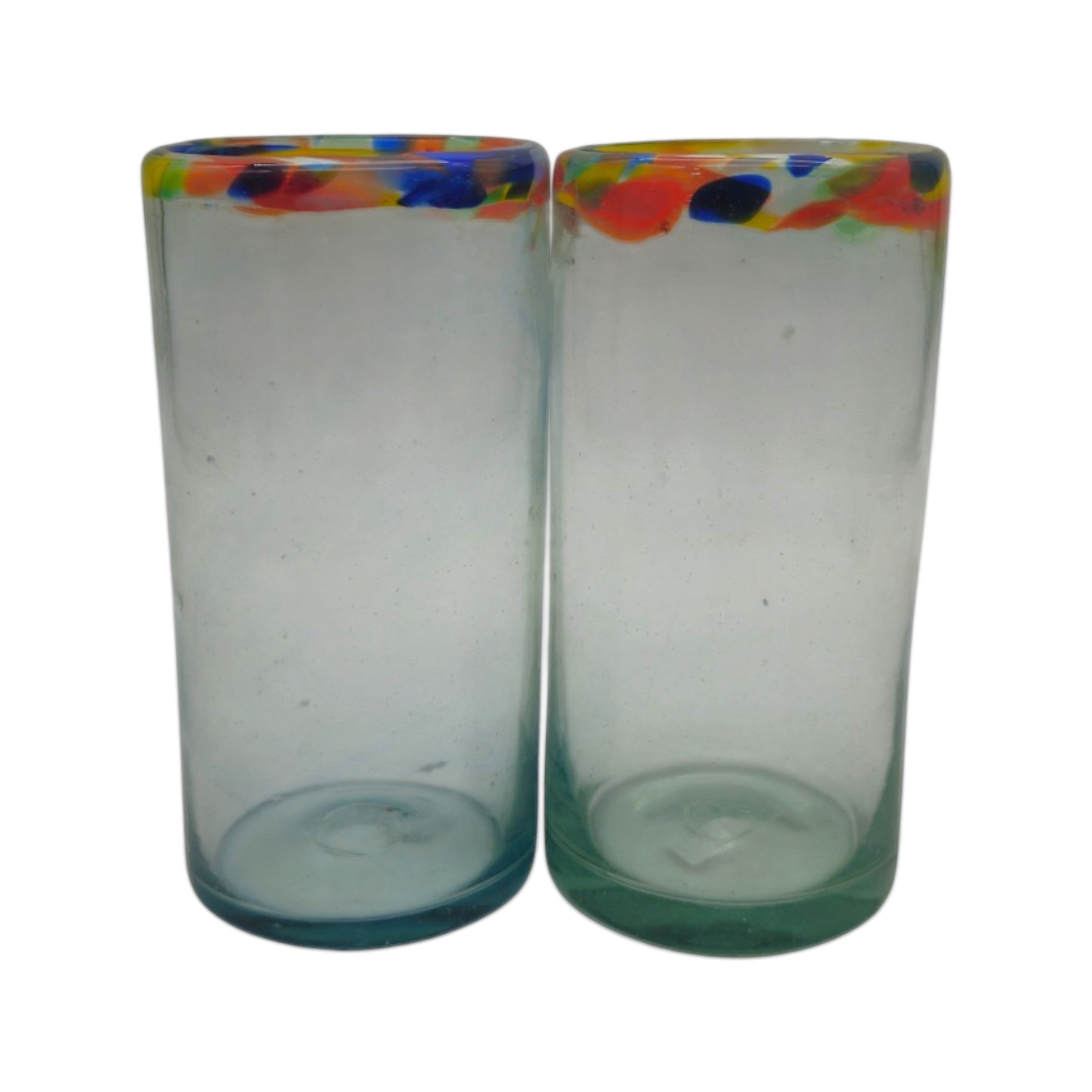 Hand-Blown Colorful Tumbler Glass | Confetti Rim