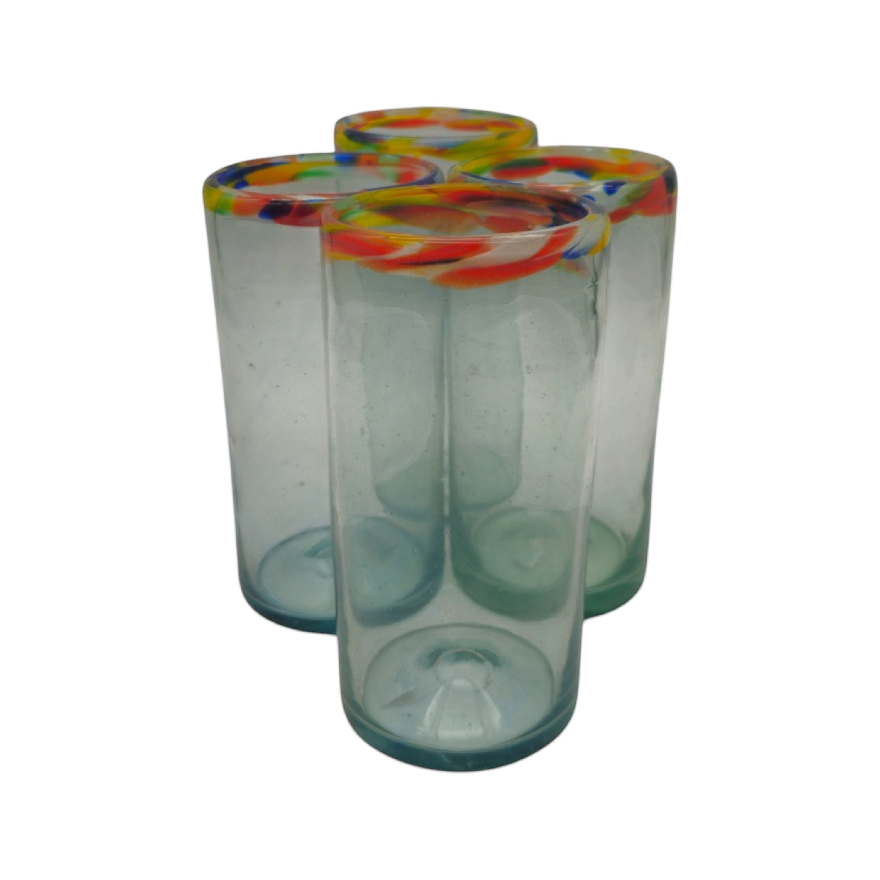 Hand-Blown Colorful Tumbler Glass | Confetti Rim