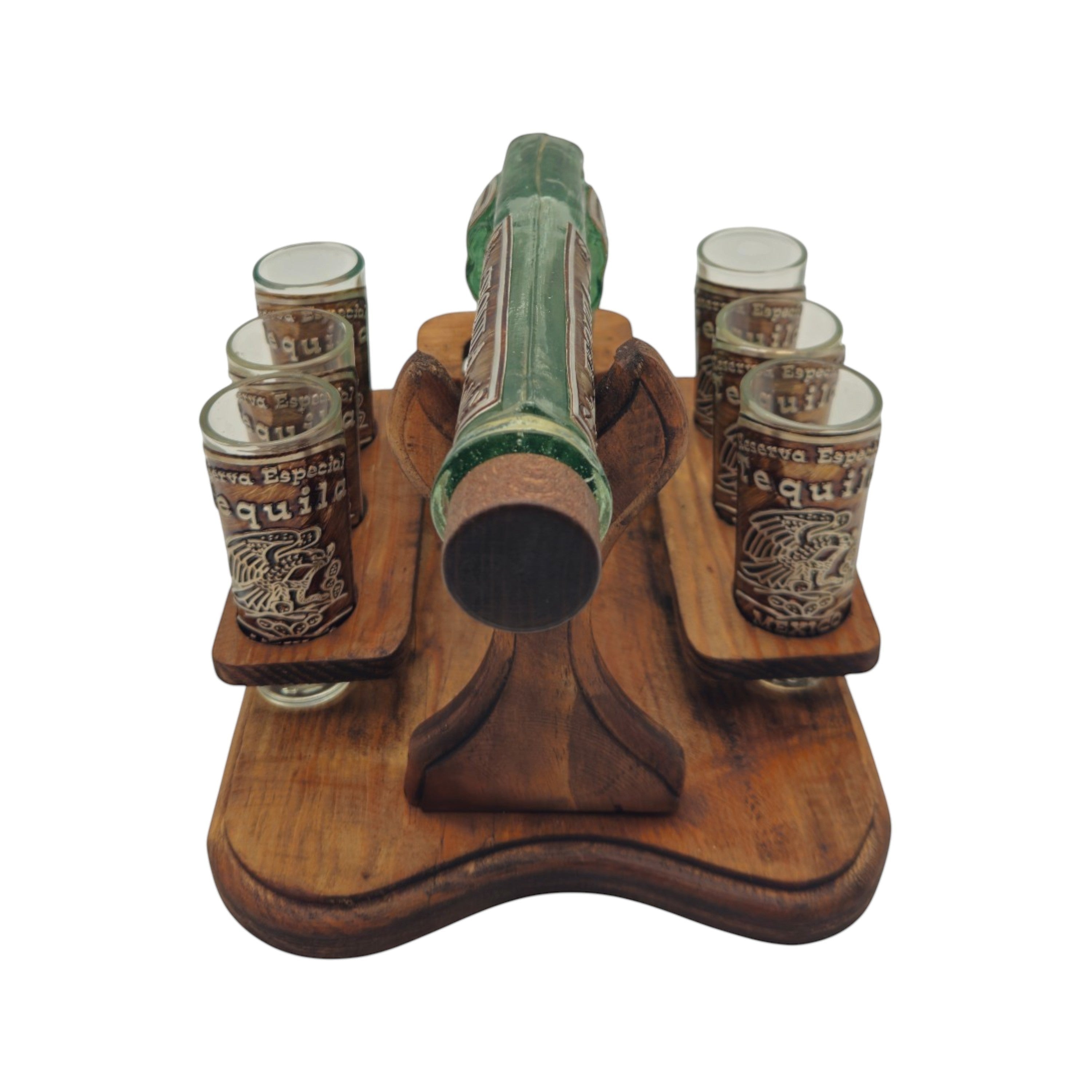 Handblown Mexican Shot Glass Set | Revolver Decanter Display