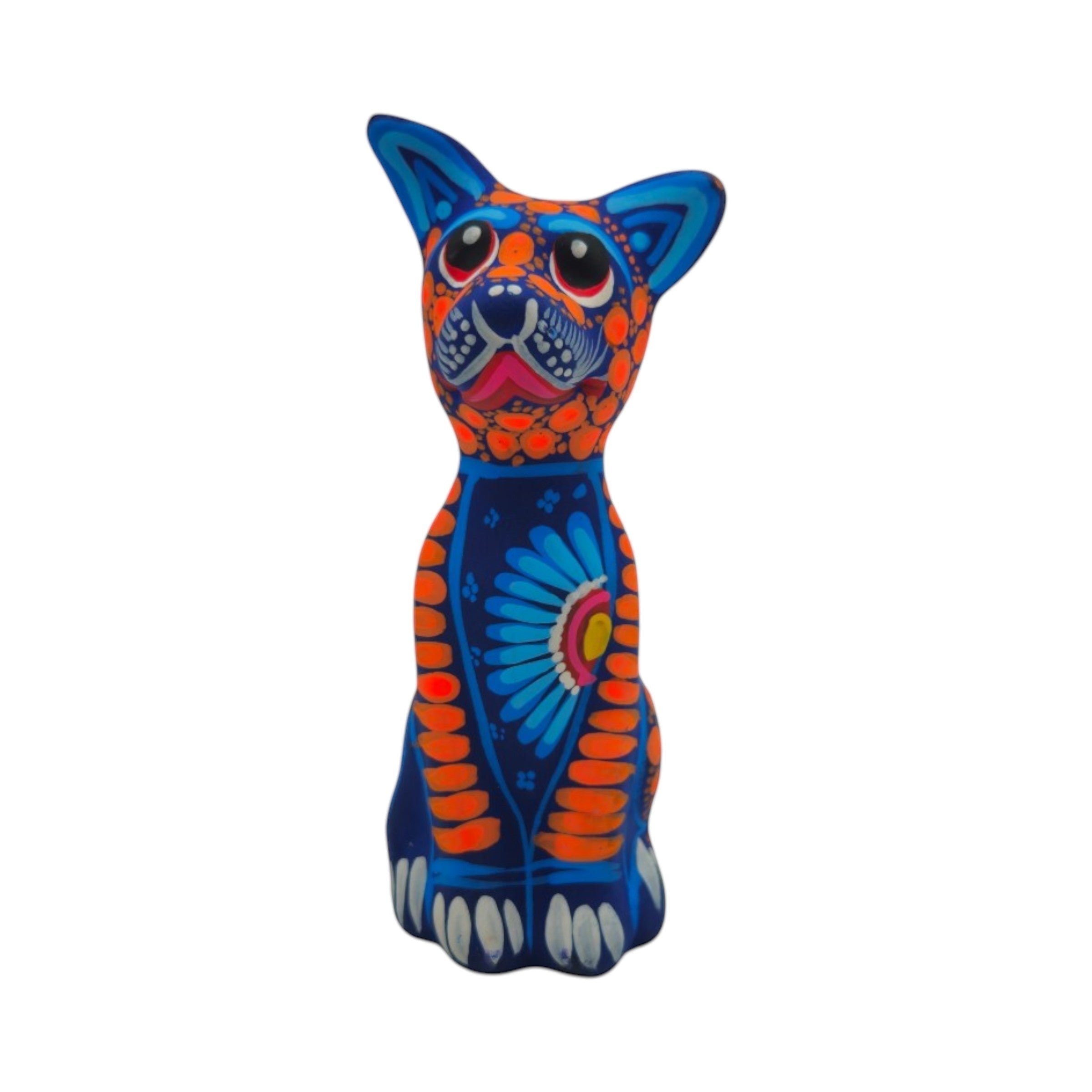 Alebrije Sitting Dog Statue | Hand-Painted Decorative Art