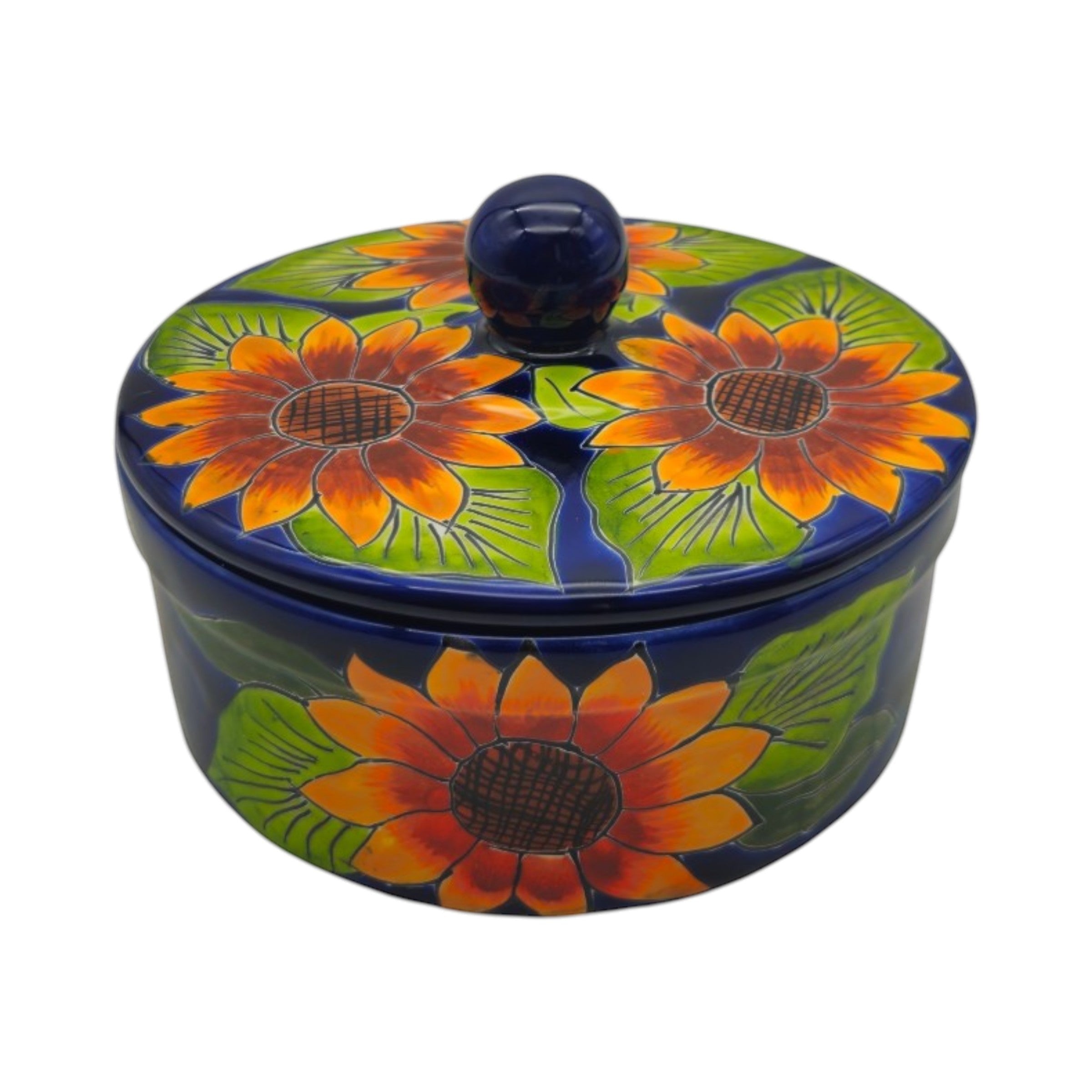 Talavera Tortilla Warmer | Handmade Sunflower Mexican Pottery