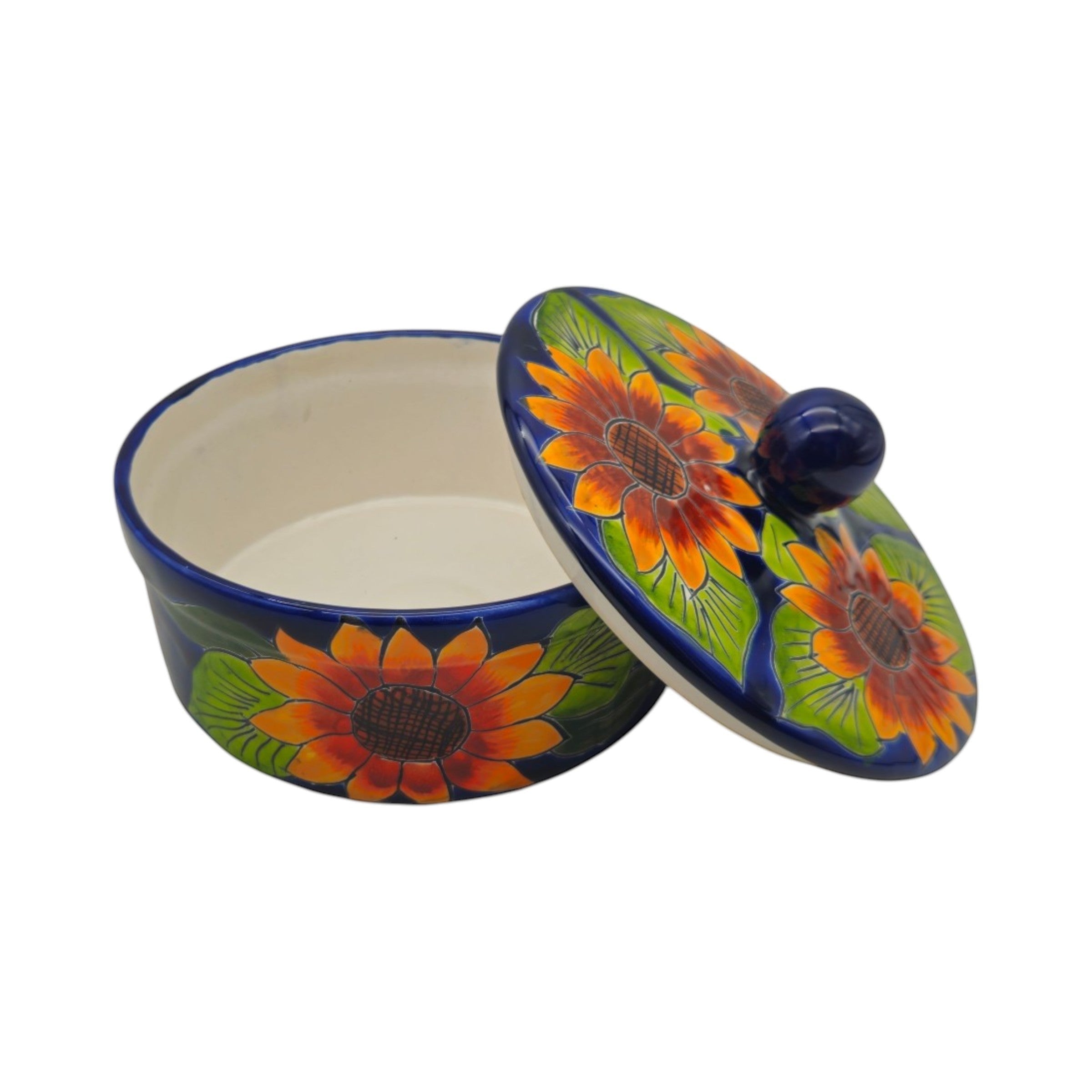 Talavera Tortilla Warmer | Handmade Sunflower Mexican Pottery