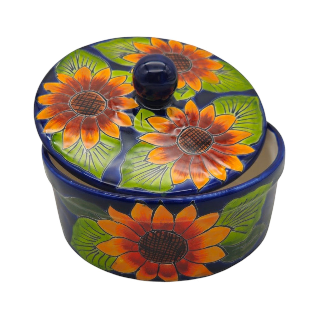 Talavera Tortilla Warmer | Handmade Sunflower Mexican Pottery