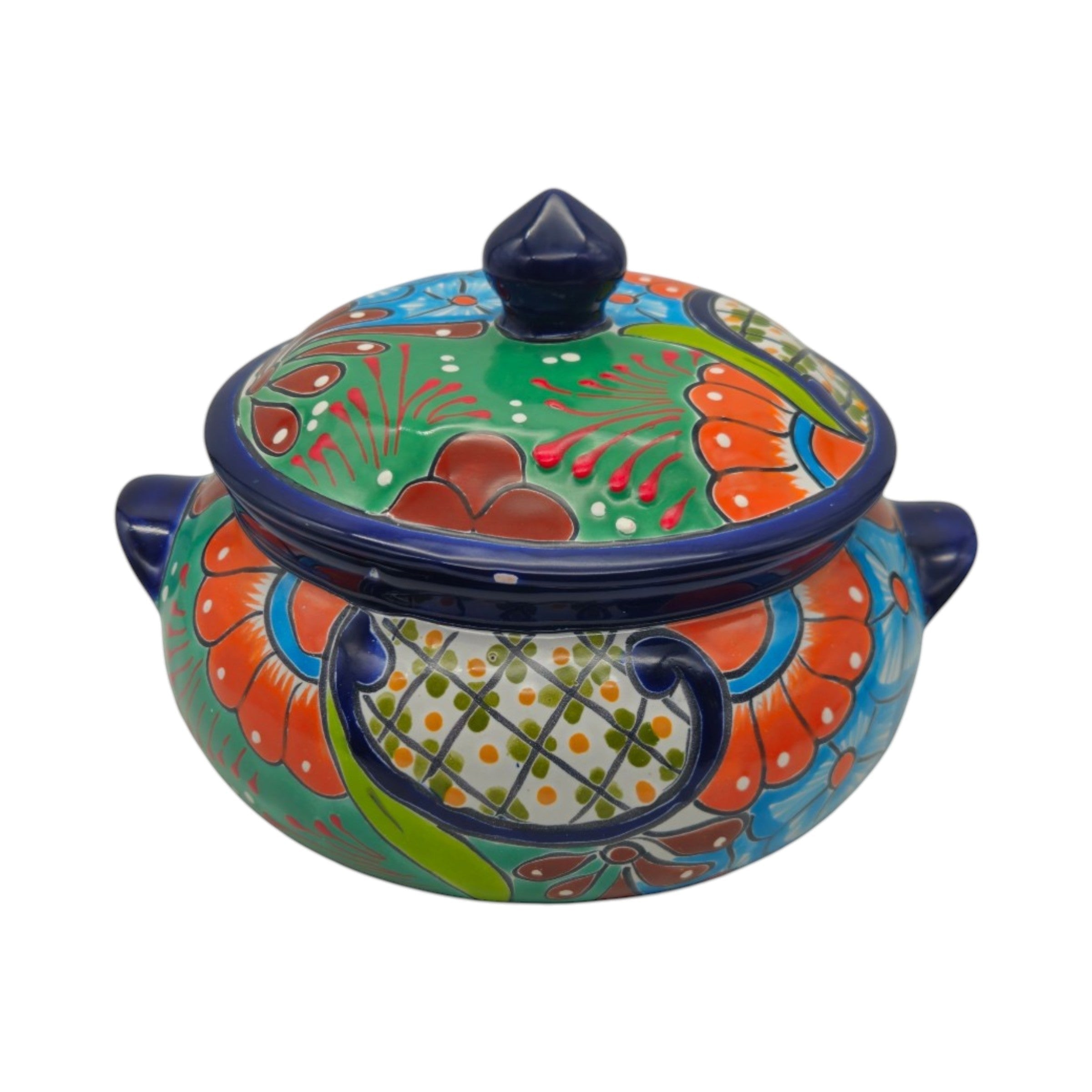 Talavera Cazuela Pot w/ Lid | Mexican Ceramic Soup Pot