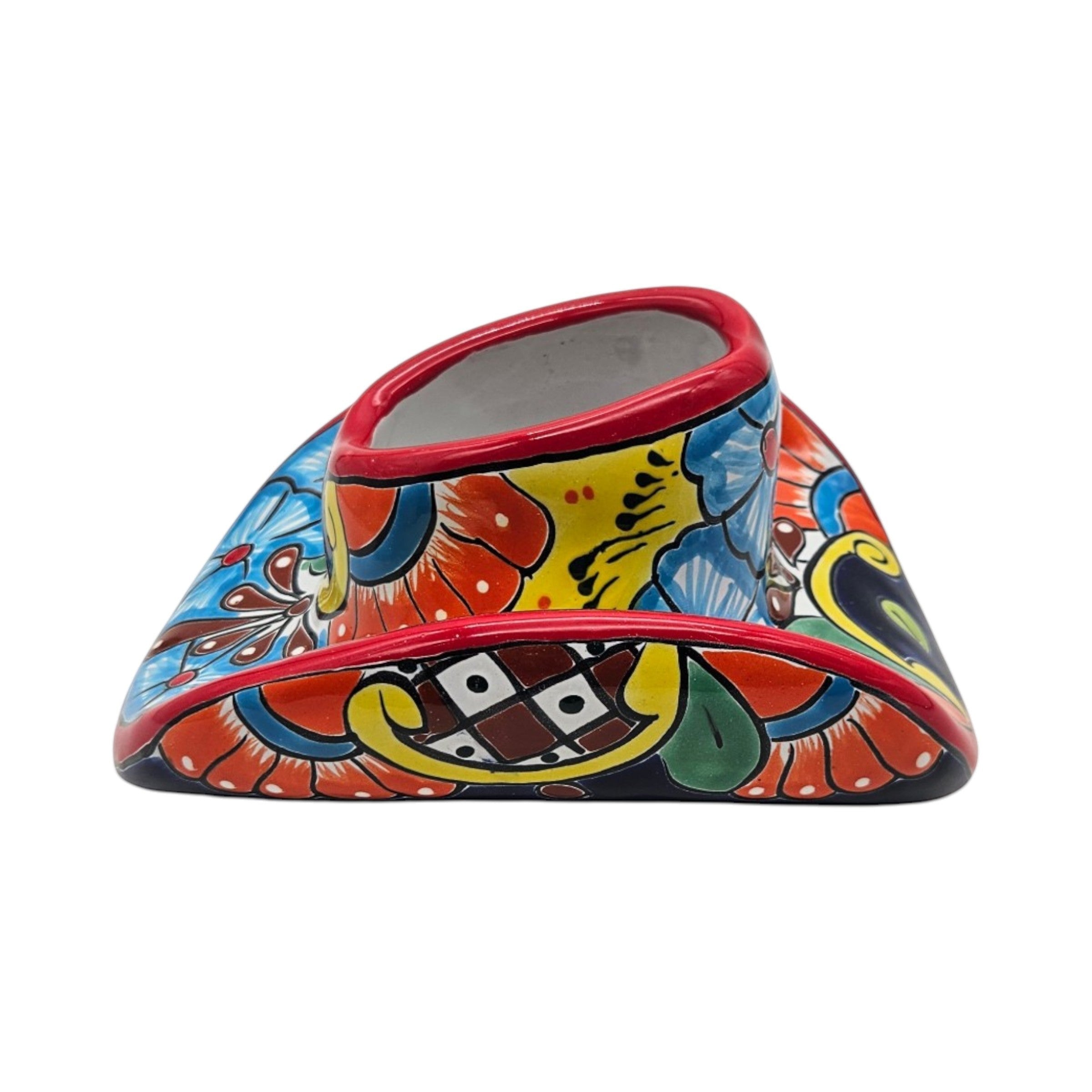 Small Talavera Sombrero Planter | Hand-Painted Cowboy Hat Decor