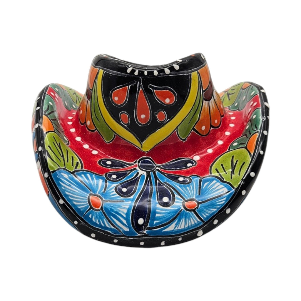 Small Talavera Sombrero Planter | Hand-Painted Cowboy Hat Decor