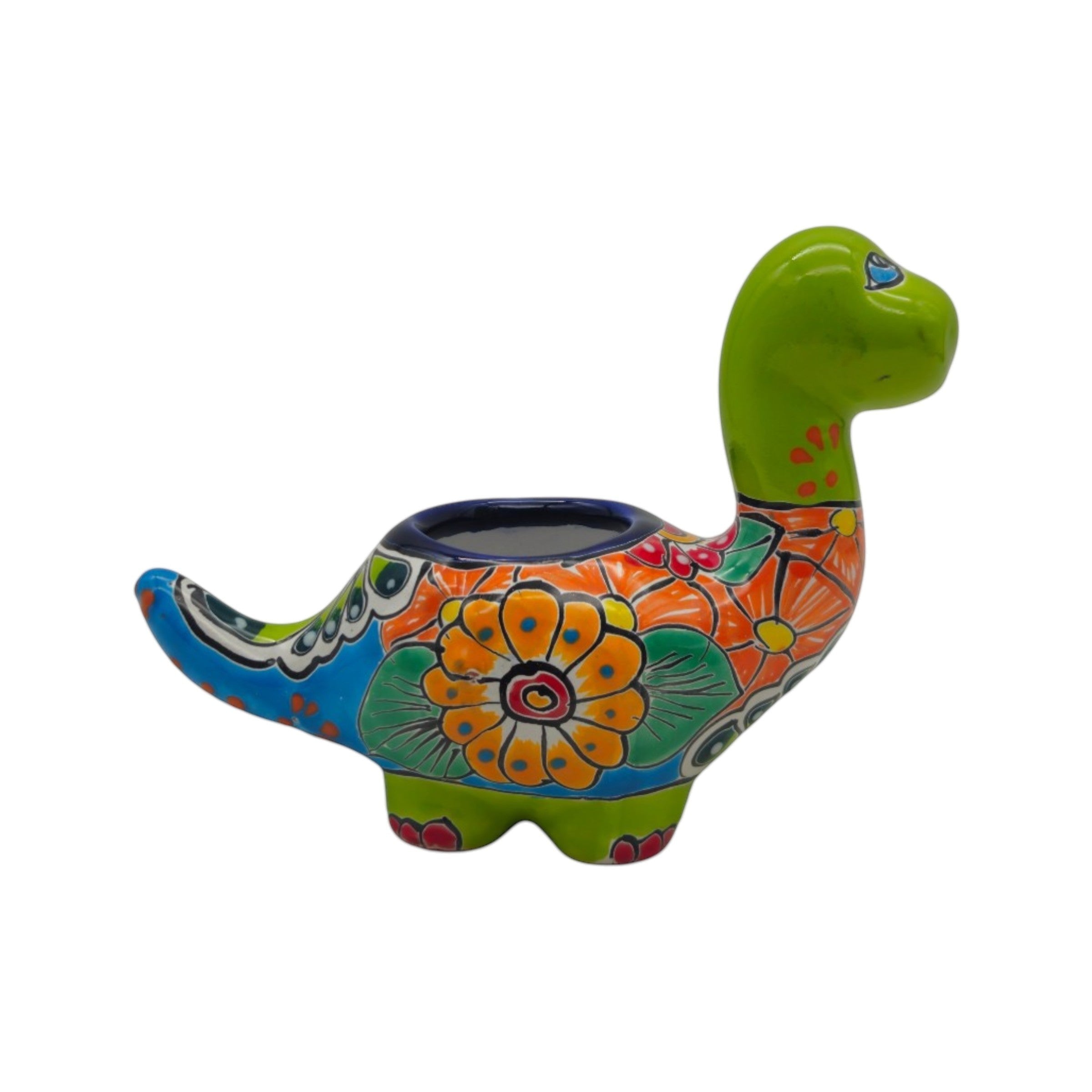 Talavera Brachiosaurus Planter | Colorful Dinosaur Pot
