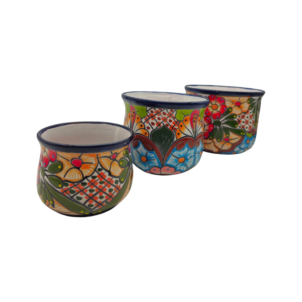 Set of 3 Talavera Flower Pots | Colorful Hand-Painted Mexican Planters