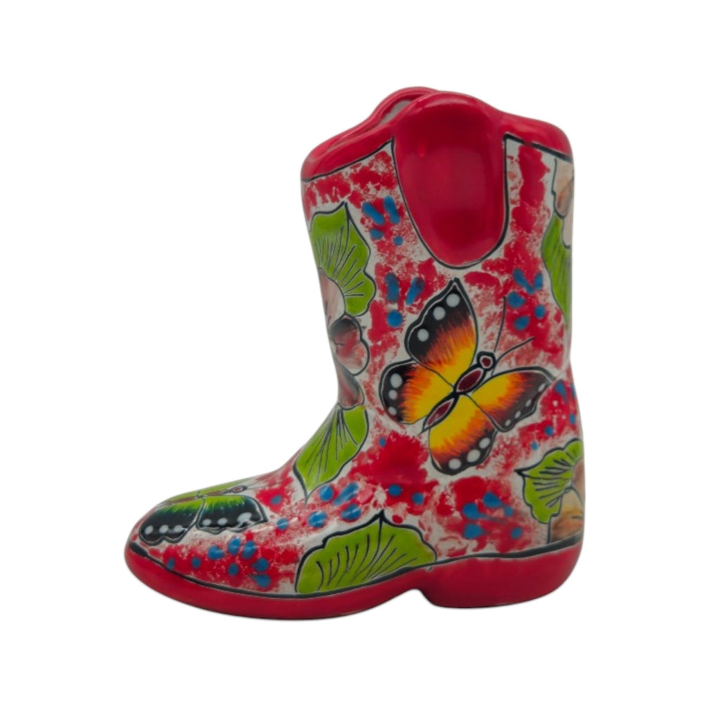 Small Hand-Painted Talavera Mexican Boot Flower Pot | Talavera Planter
