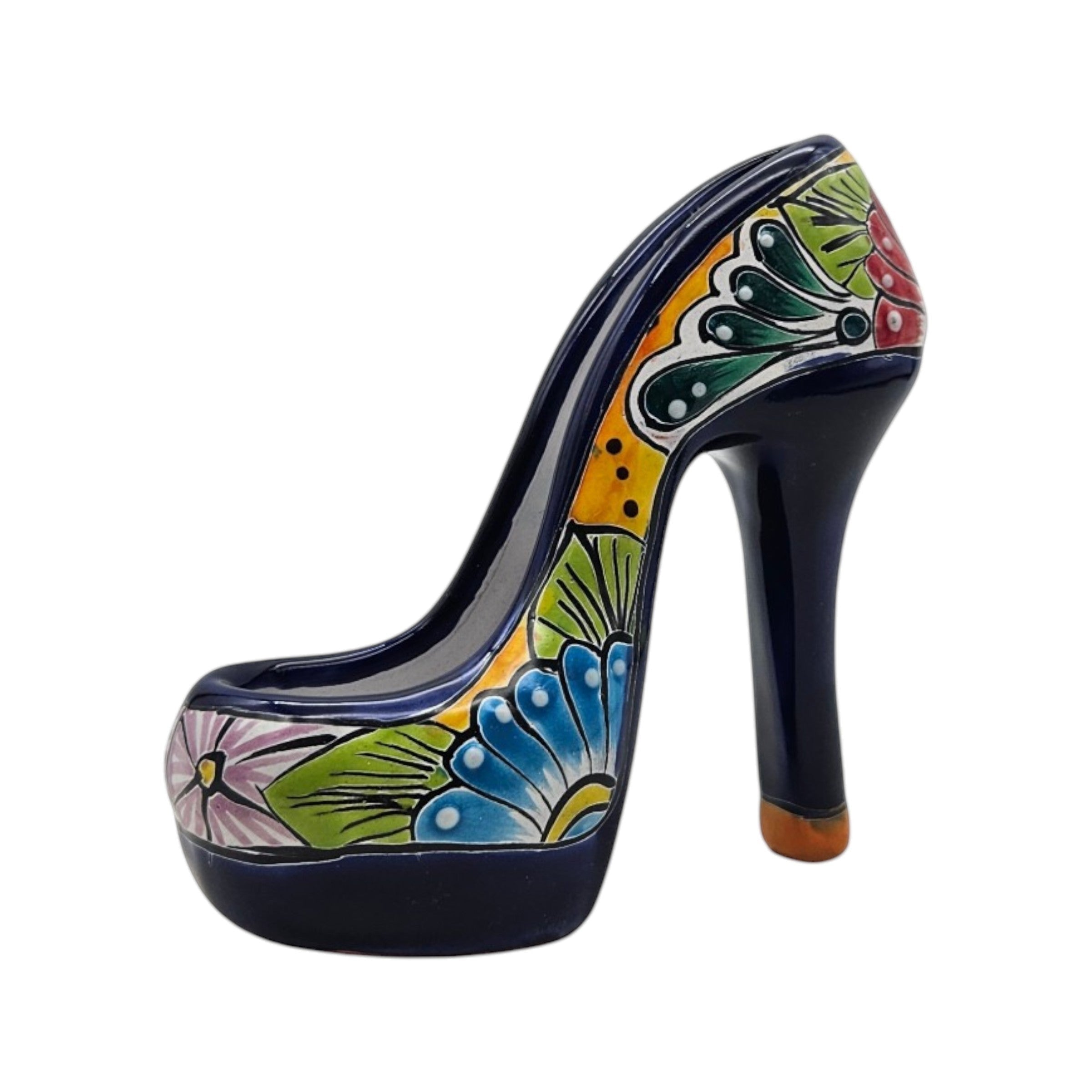 Talavera High Heel Statue | Colorful Handmade Mexican Decor