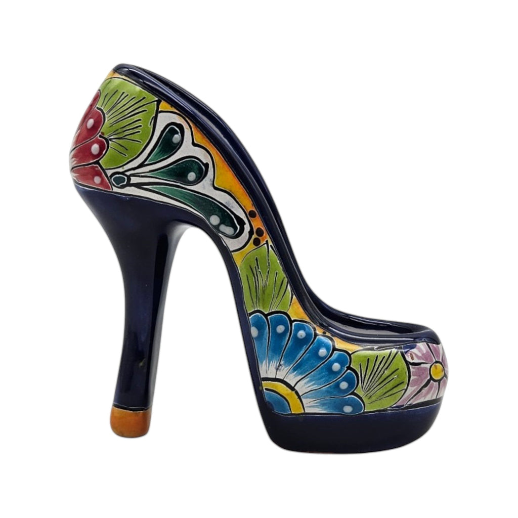 Talavera High Heel Statue | Colorful Handmade Mexican Decor