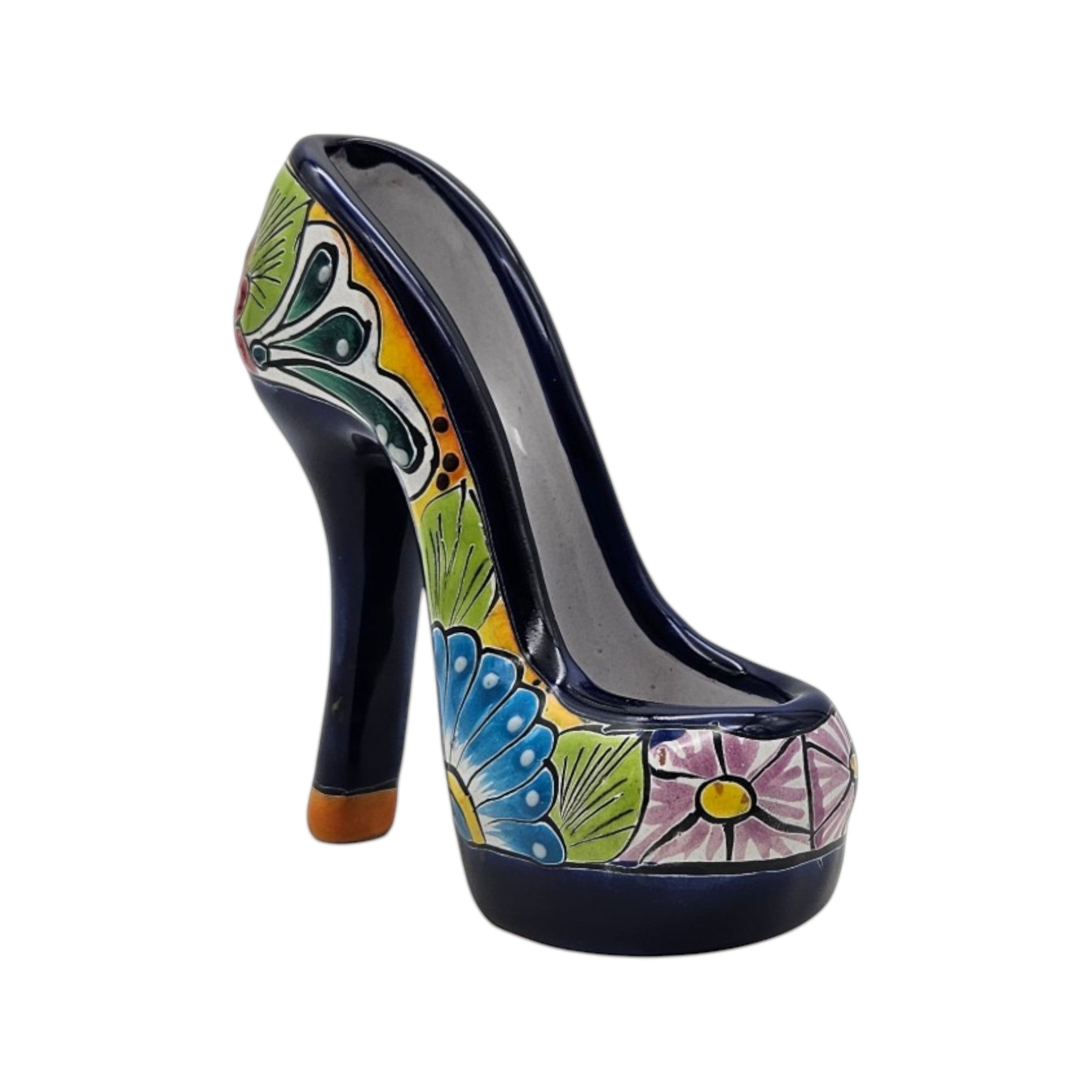 Talavera High Heel Statue | Colorful Handmade Mexican Decor