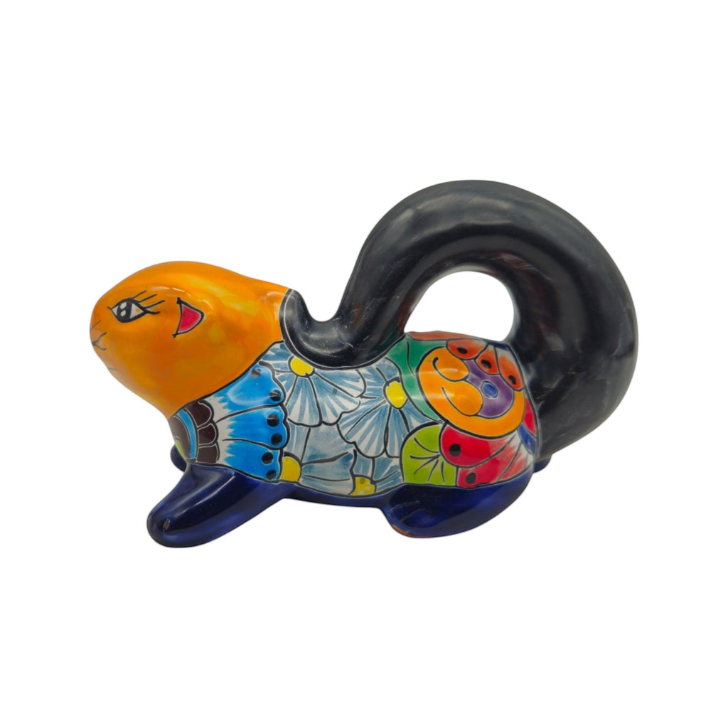 Talavera Squirrel Statue | Colorful Hand-Painted Mexican Figurine