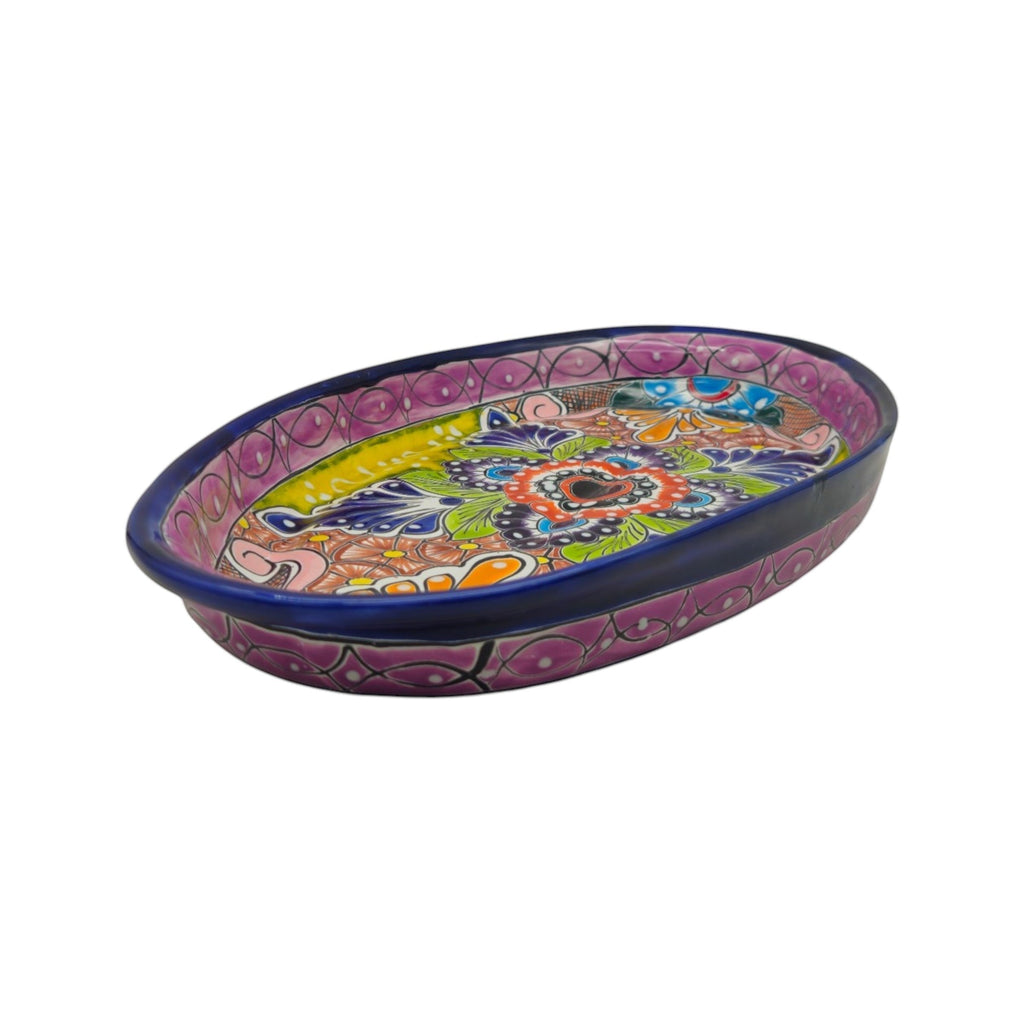 Talavera Oval Serving Platter | Cobalt-Blue Rim Kitchenware