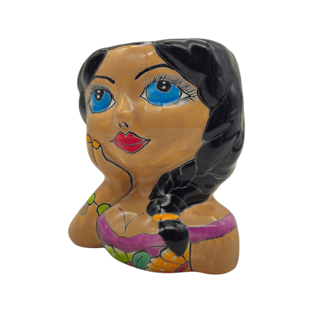 Talavera Lady Planter | Hand-Painted Mexican Decor