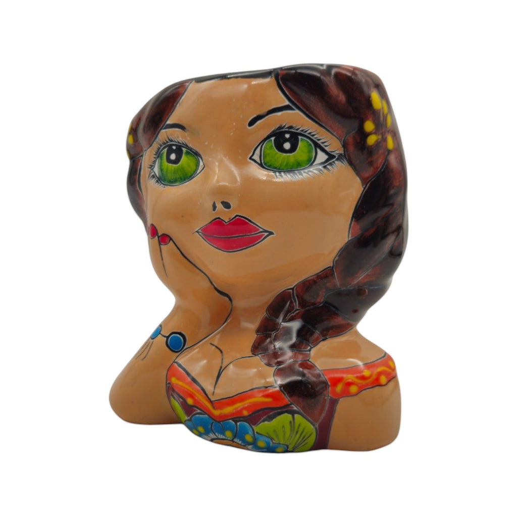 Talavera Lady Planter | Hand-Painted Mexican Decor
