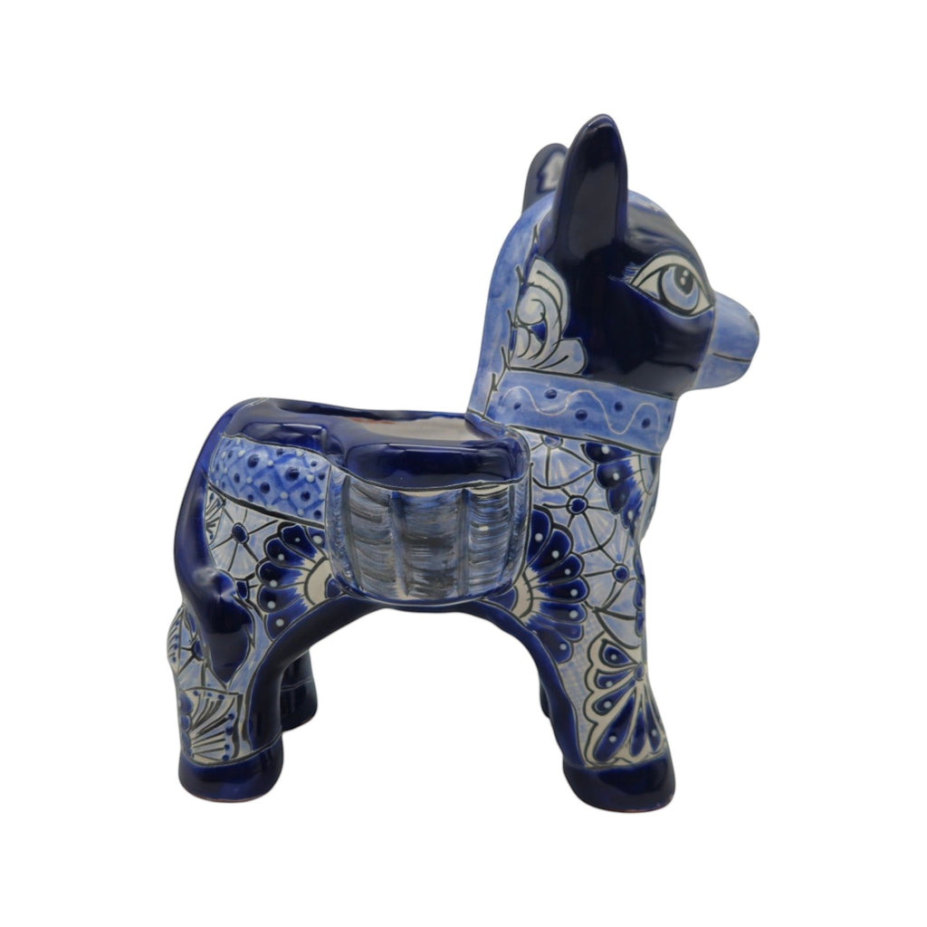 Blue Talavera Donkey Planter | Handmade Mexican Pottery