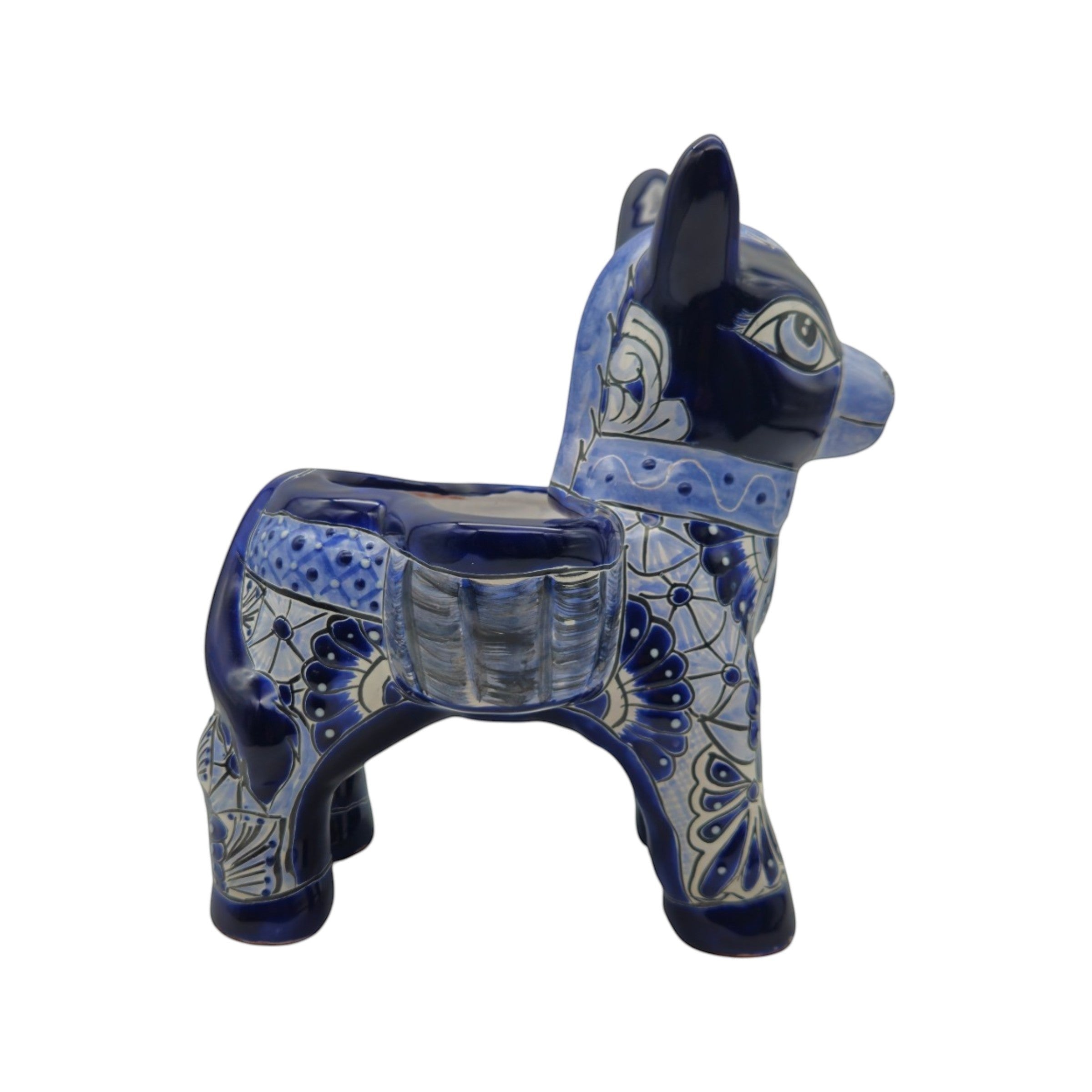 Blue Talavera Donkey Planter | Handmade Mexican Pottery