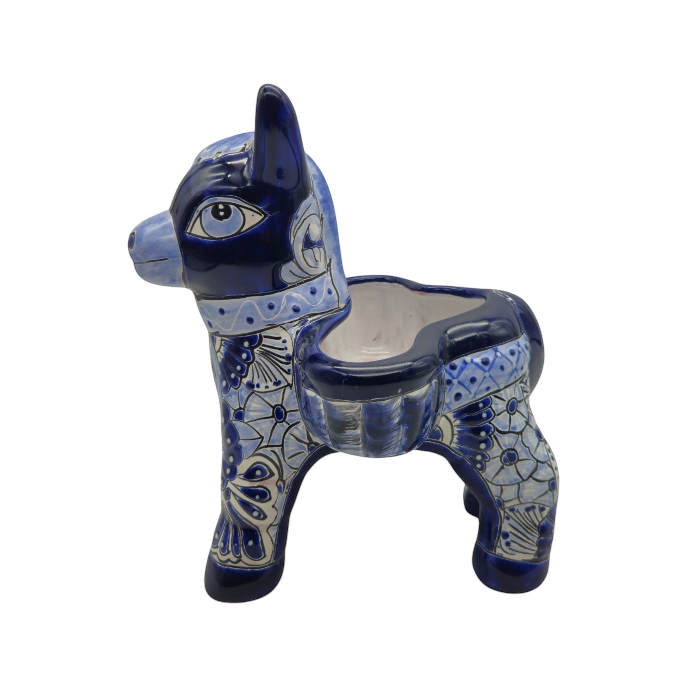 Blue Talavera Donkey Planter | Handmade Mexican Pottery