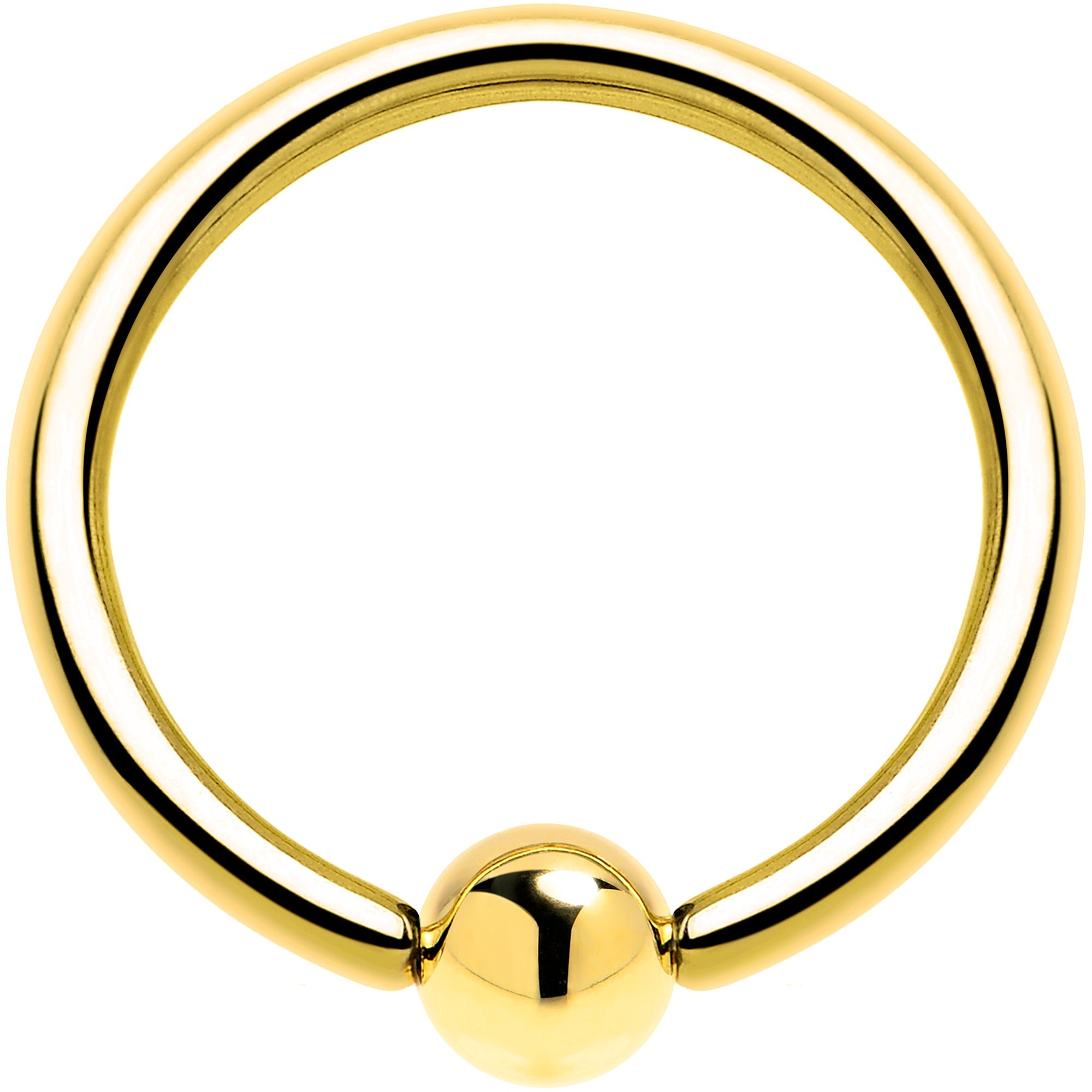 Solid 14K Yellow Gold 16G 3/8 Ball Captive Ring 3mm Ball