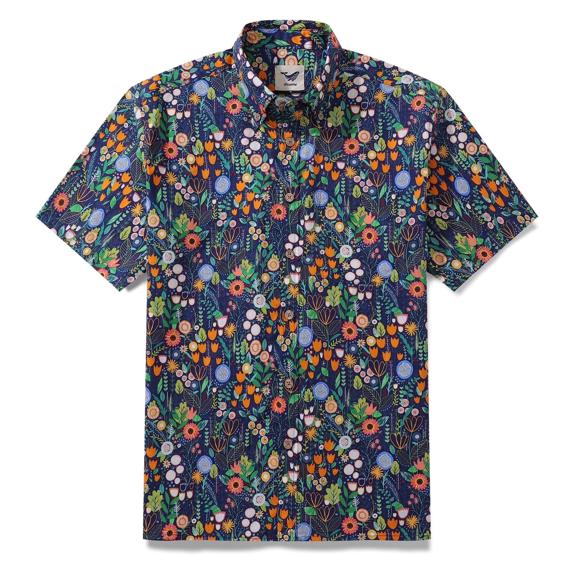 Floral Hawaiian Shirt For Men Button-down Short Sleeve 100% Cotton Shirt By Rachel Parker