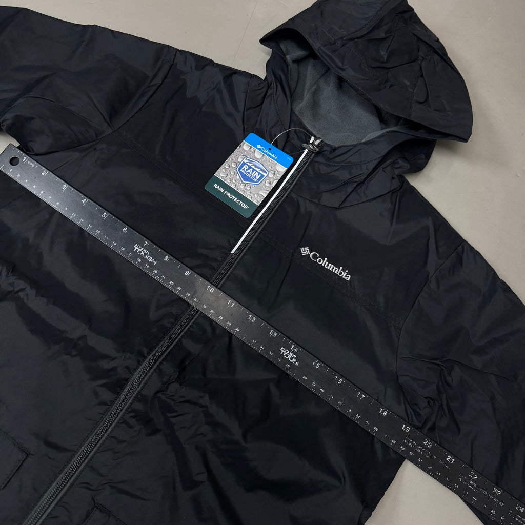 COLUMBIA Rain-Zilla Fleece Lined ZipUp Jacket Unisex Youth Sz L Black RB3418-015