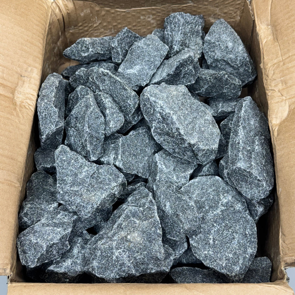 Olivine Diabase Sauna Heater Stones (44 lbs) 2-4"  Grey
