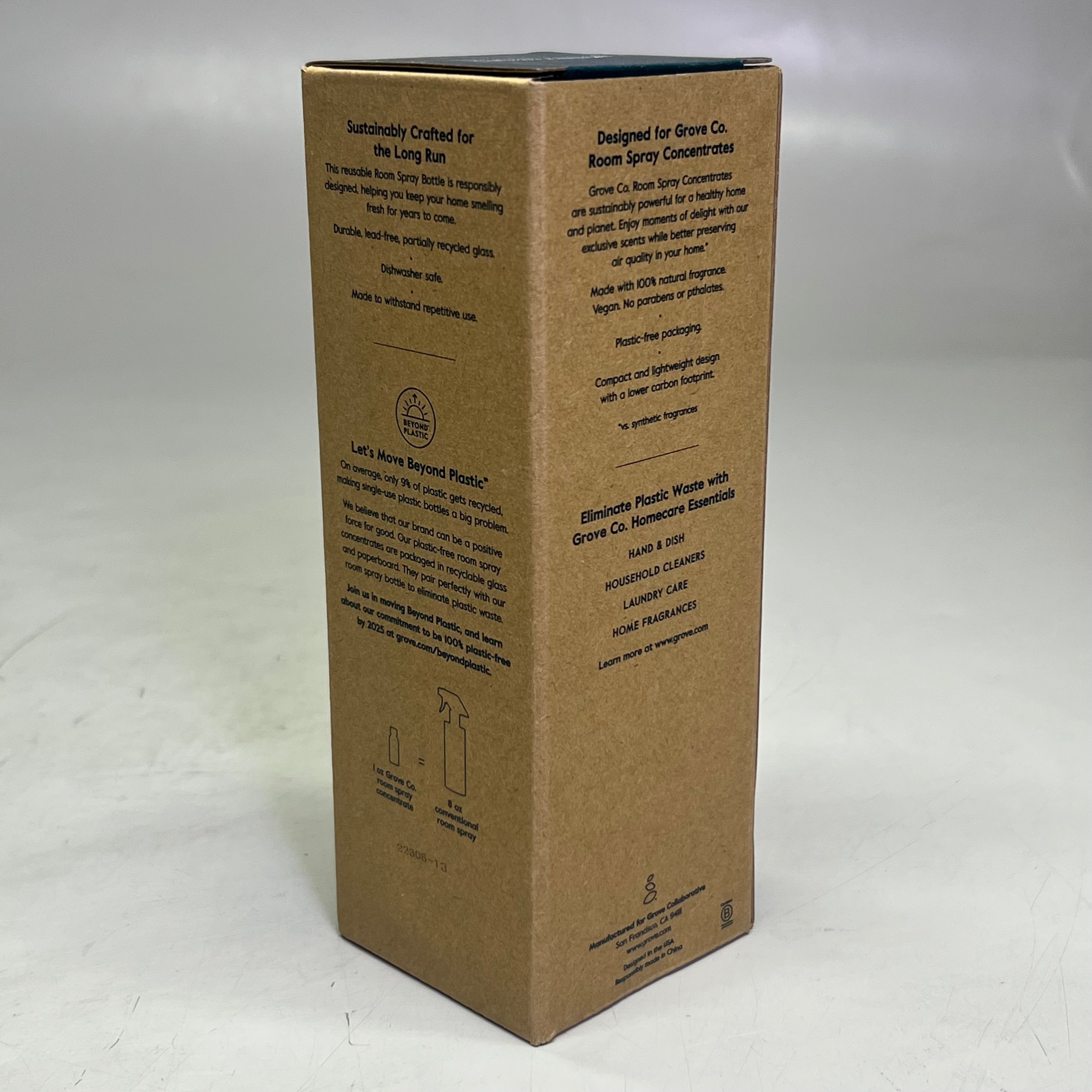 GROVE CO (4 PACK) Reusable Room Spray Bottle 8 fl oz, Clear GR-324-9852