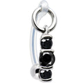 Black Cubic Zirconia Trio Drop Bioplast Intimate Piercing