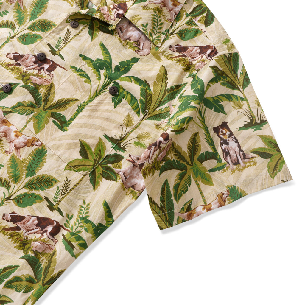 100% Cotton Hawaiian Shirt For Men International Dog Day Camp Collar Shirt By Sherry
