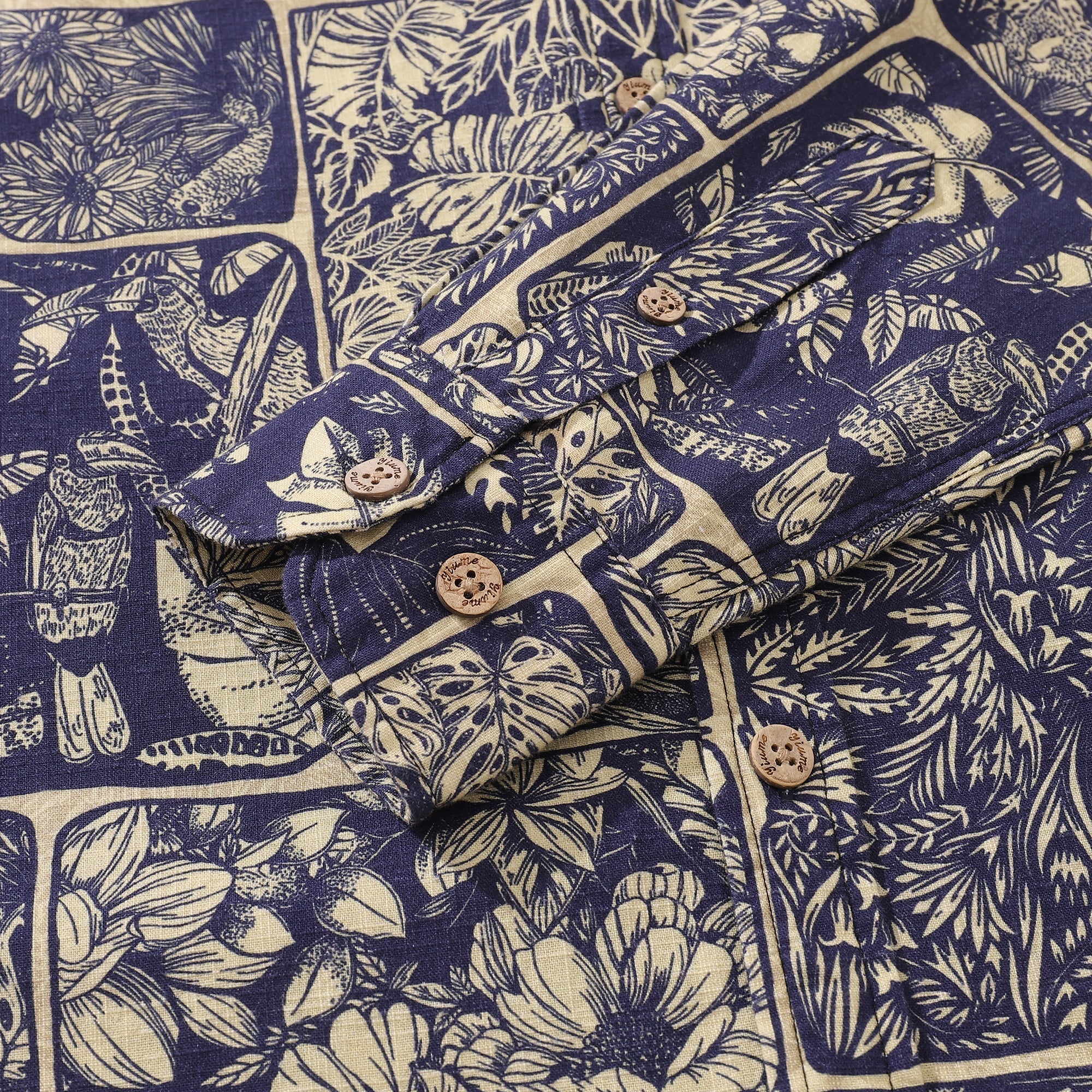 Vintage Men's Hawaiian Shirt Jungle Cotton Button-down Long Sleeve Aloha Shirt By Yakima