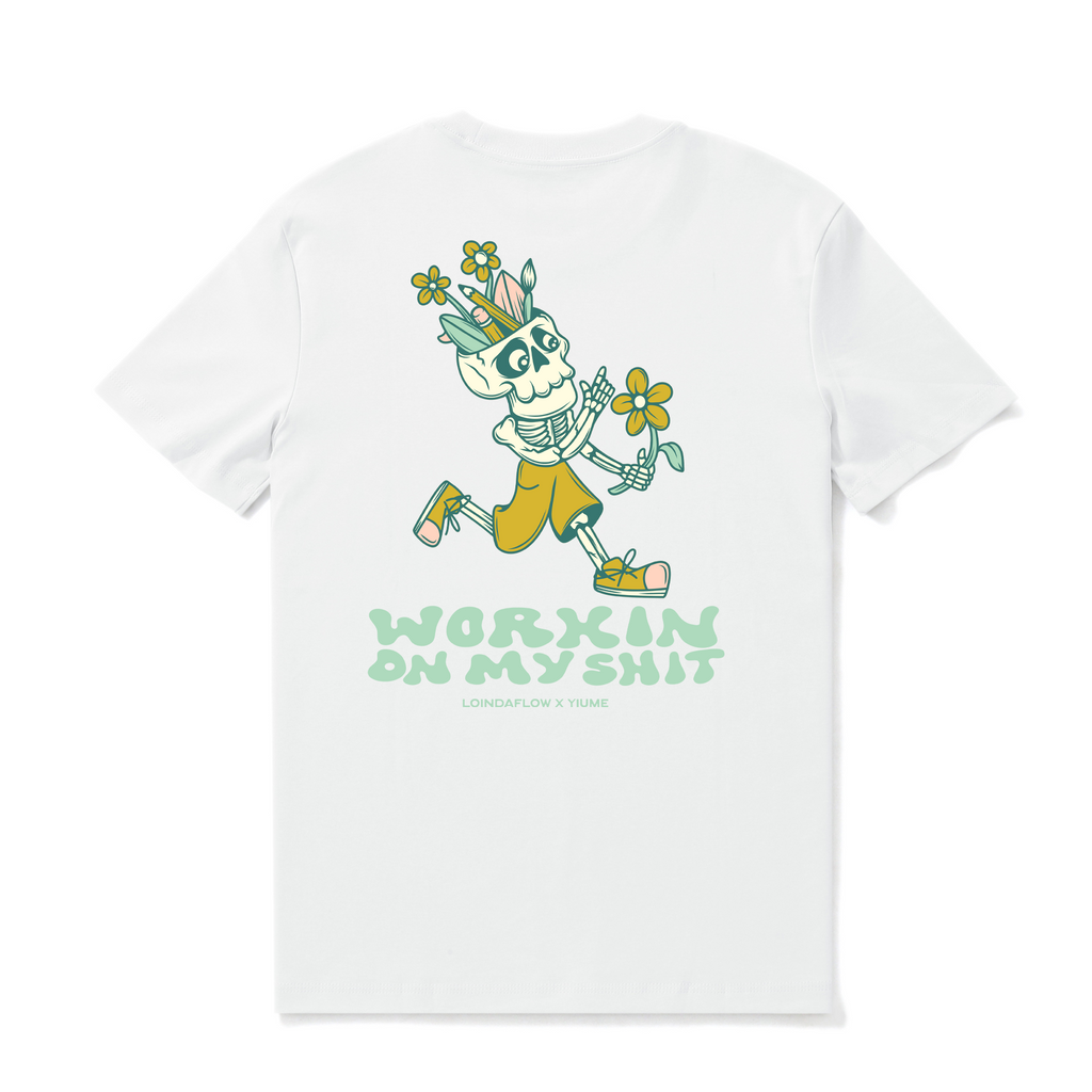 Hawaiian Tee For Men Working on Myself By Loindaflow Tee Crew Neck 100% Cotton - WHITE By Laihha Organna