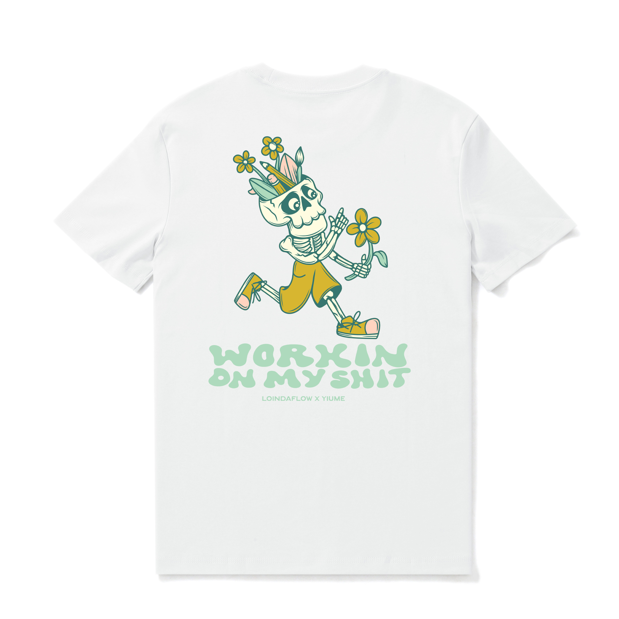 Hawaiian Tee For Men Working on Myself By Loindaflow Tee Crew Neck 100% Cotton - WHITE By Laihha Organna