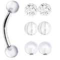 16G Clear Ball 4 Pair Interchangeable Eyebrow Pack Set
